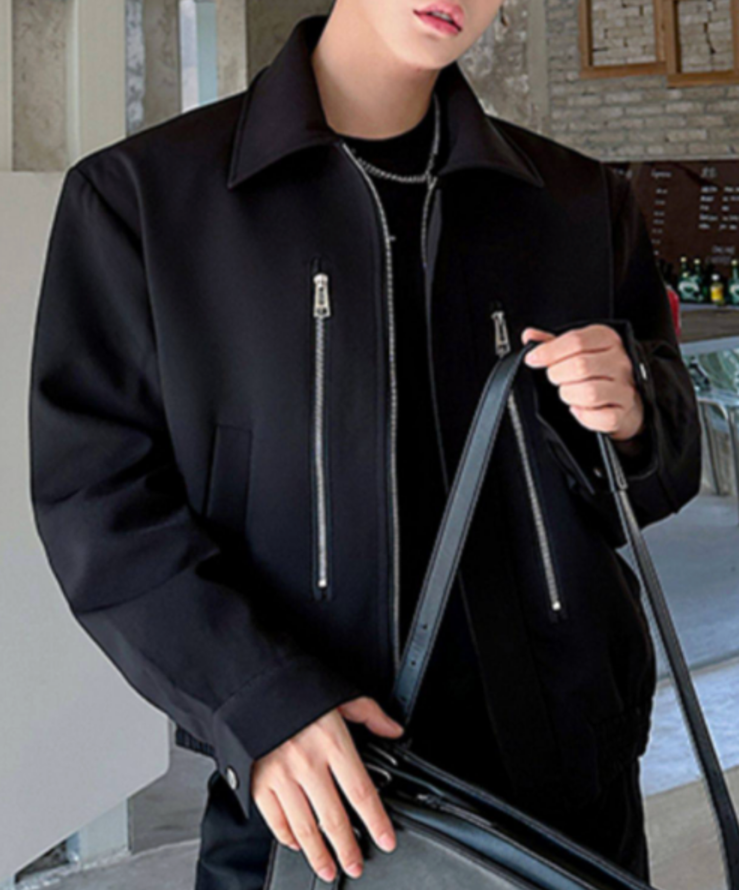 unique lapel zipper decoration jacket EN2670