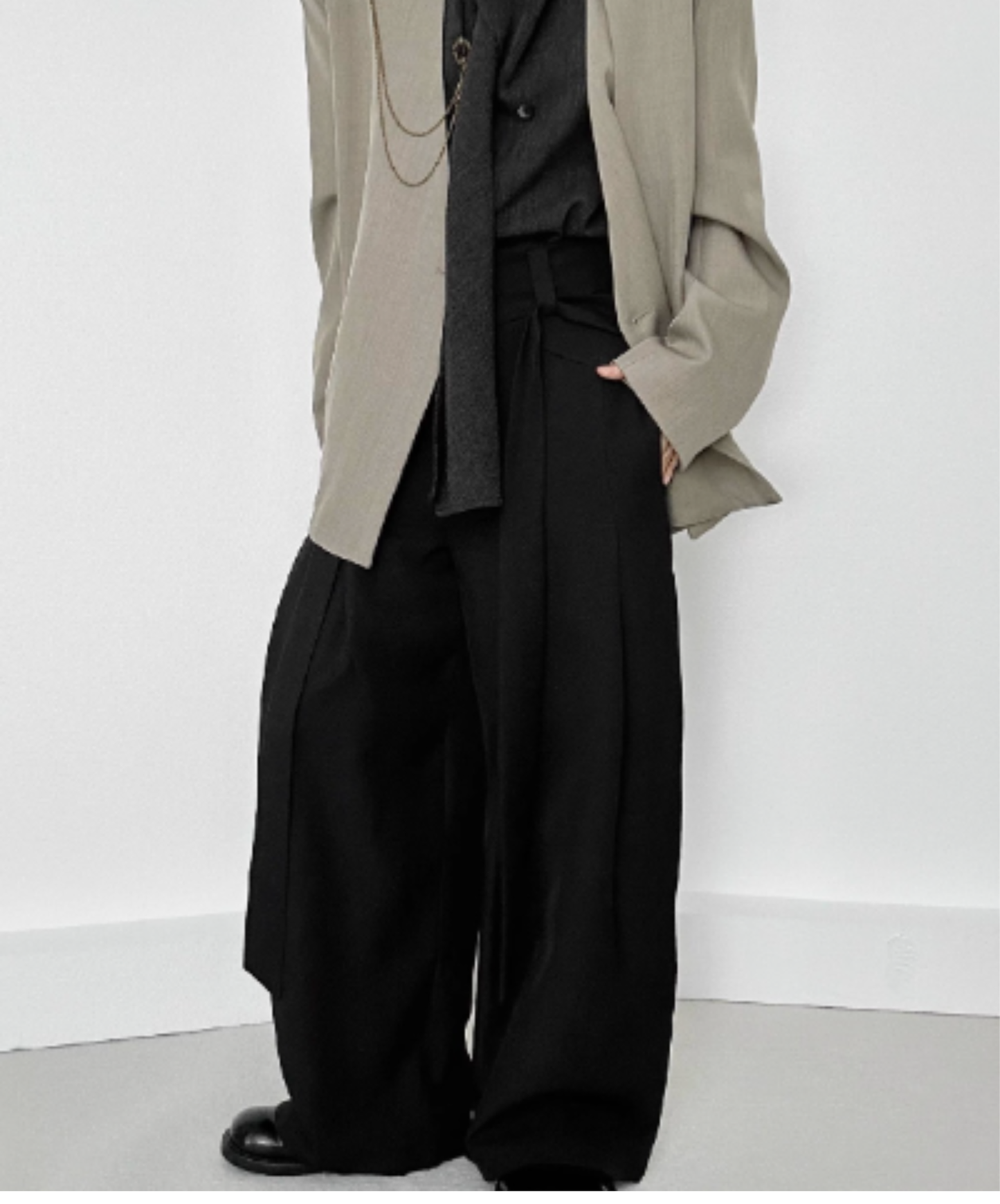 belt design straight casual slacks pants EN2964