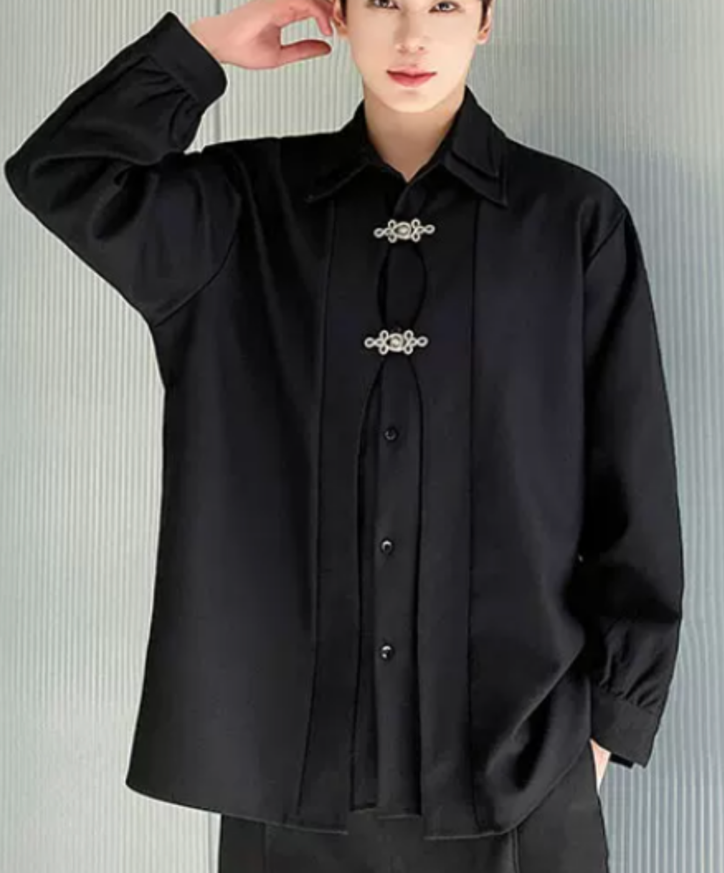 chinese-style button double collar shirt EN2849