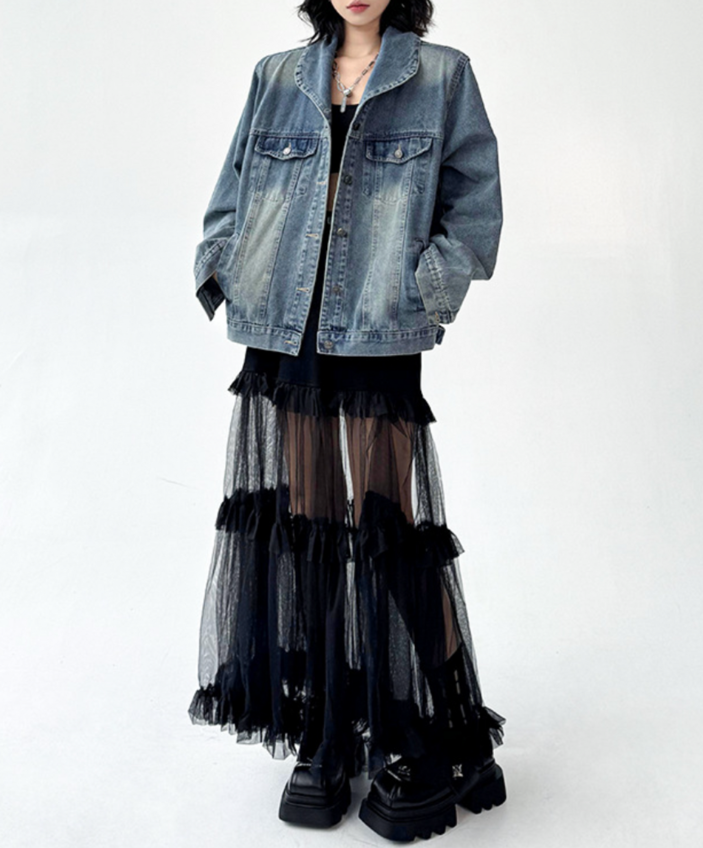 tulle tiered frills skirt EN2306