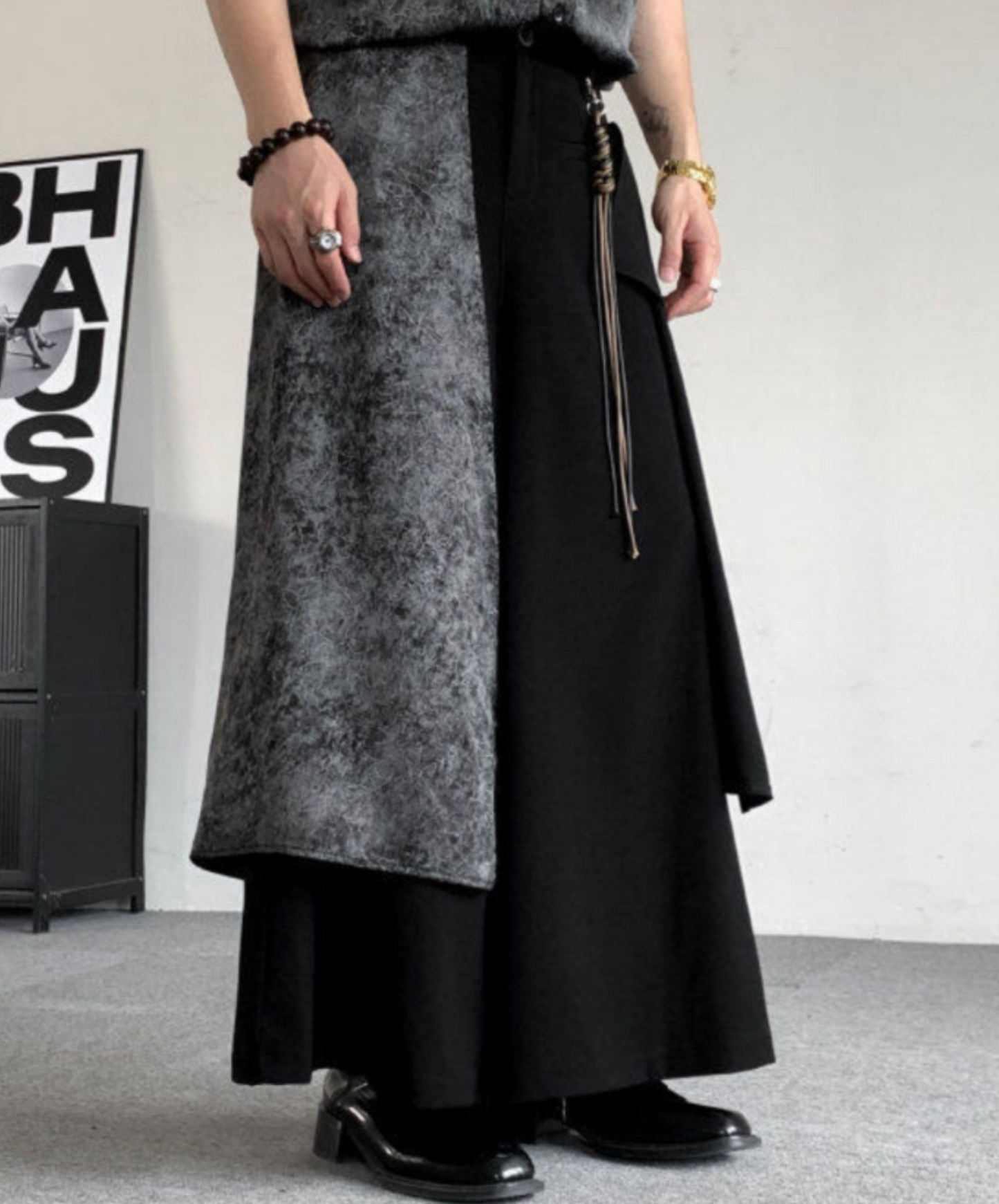dark wide leg drape pants EN2569
