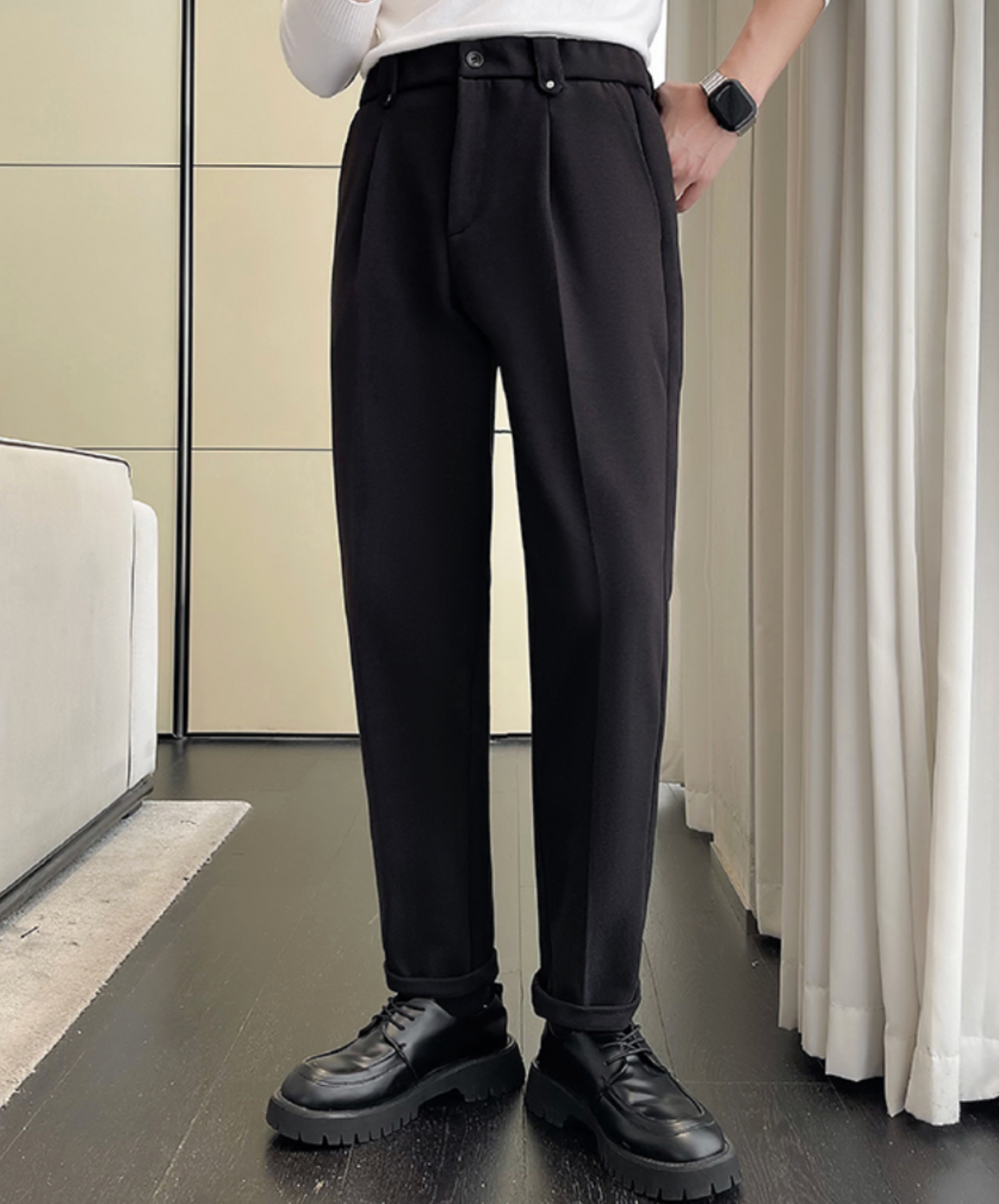 fleece-lined elastic waist pants EN2545