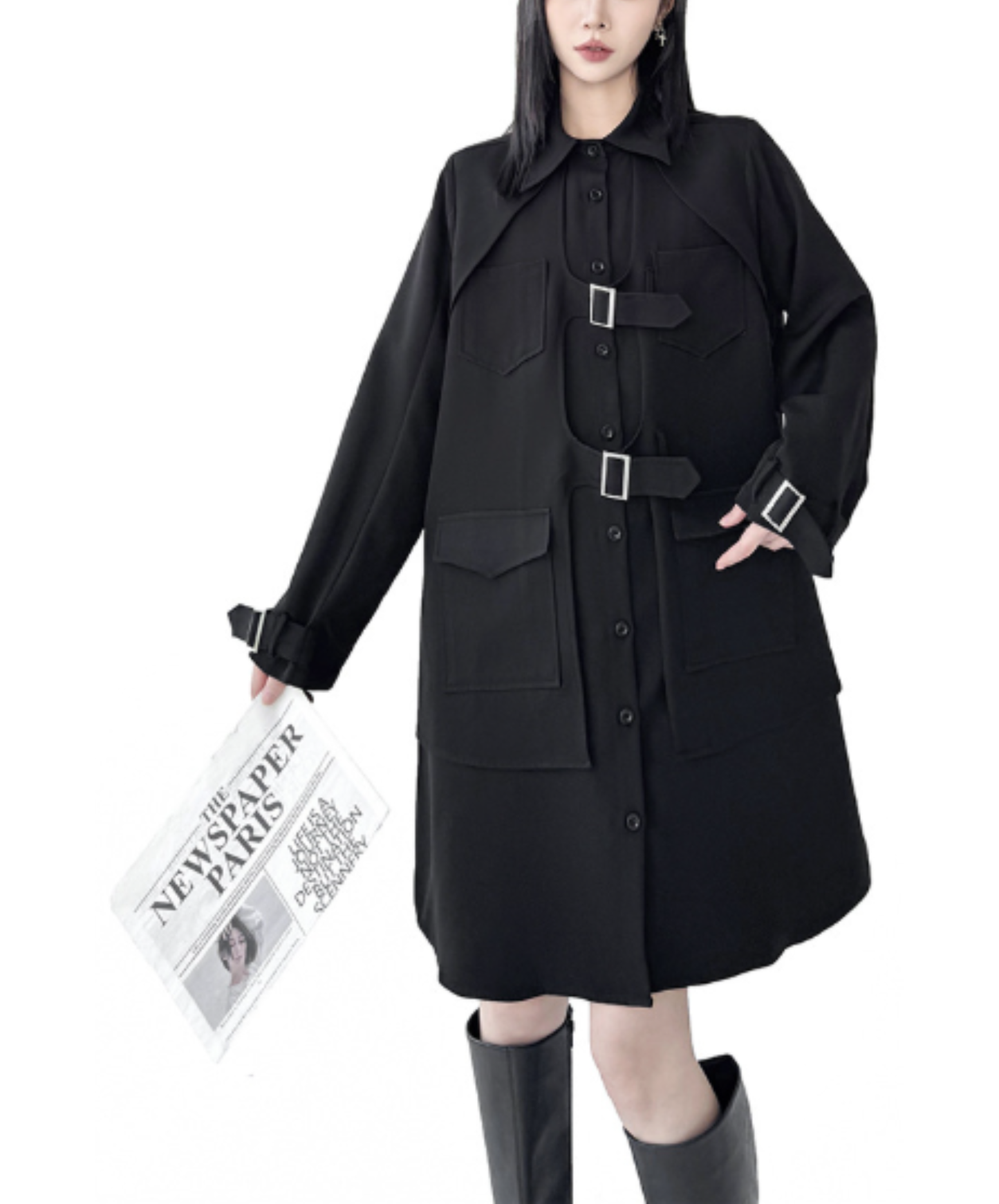 straight silhouette long shirt EN2901