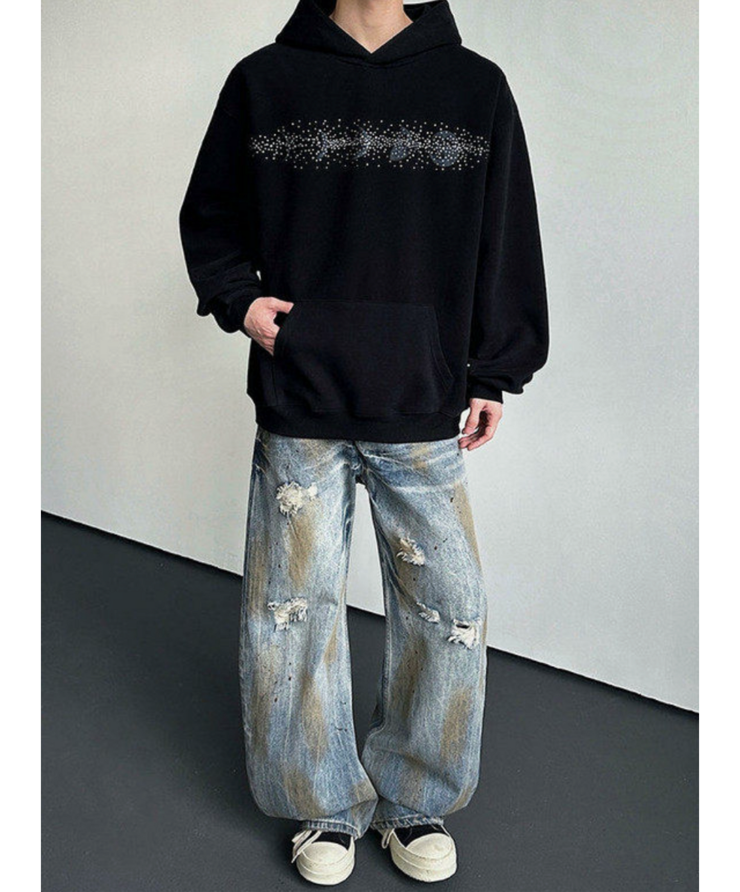 moon rhinestone loose hoodie EN2690