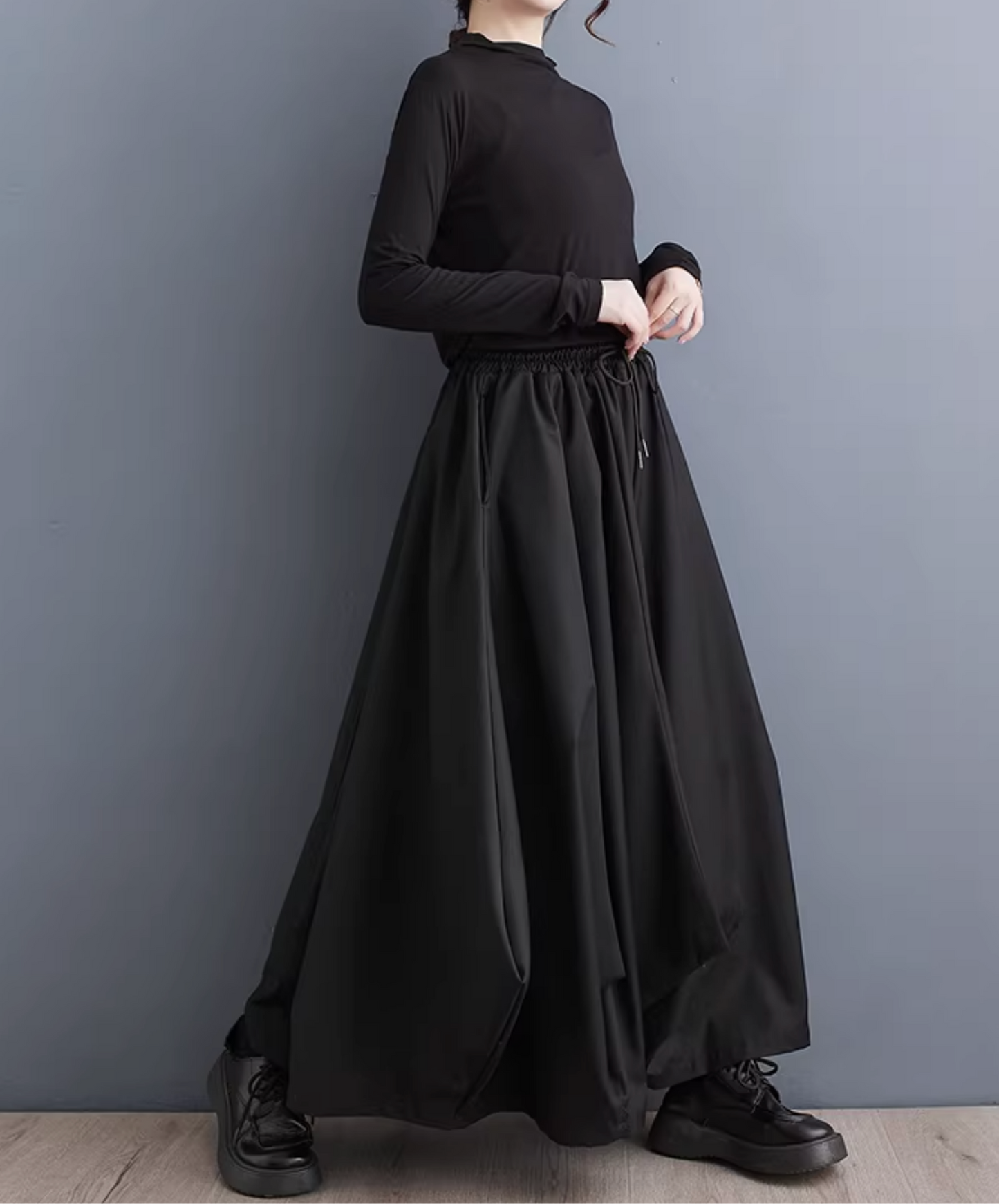 dark lantern drape wide pants EN2834
