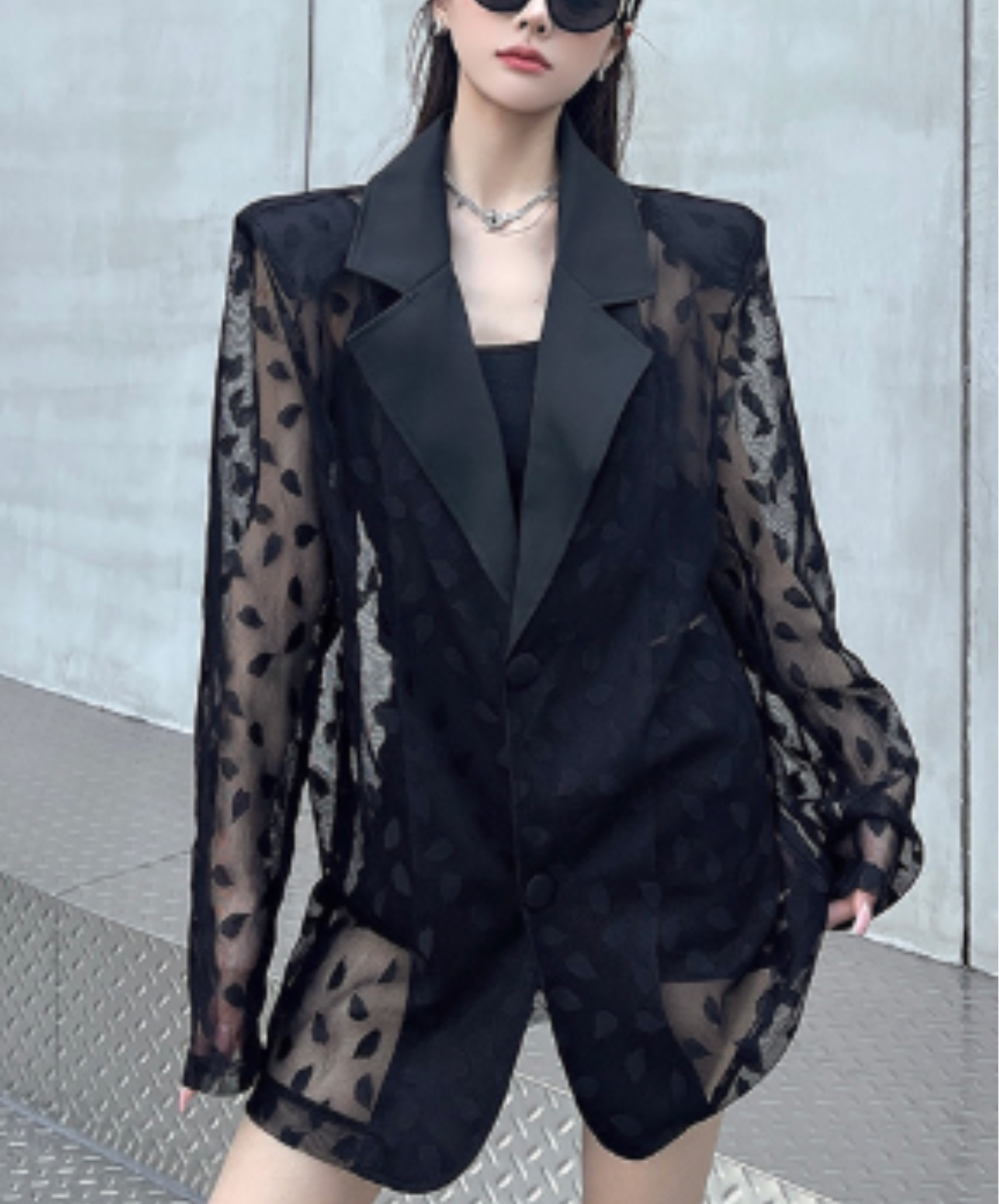 petal pattern mesh jacket EN2916