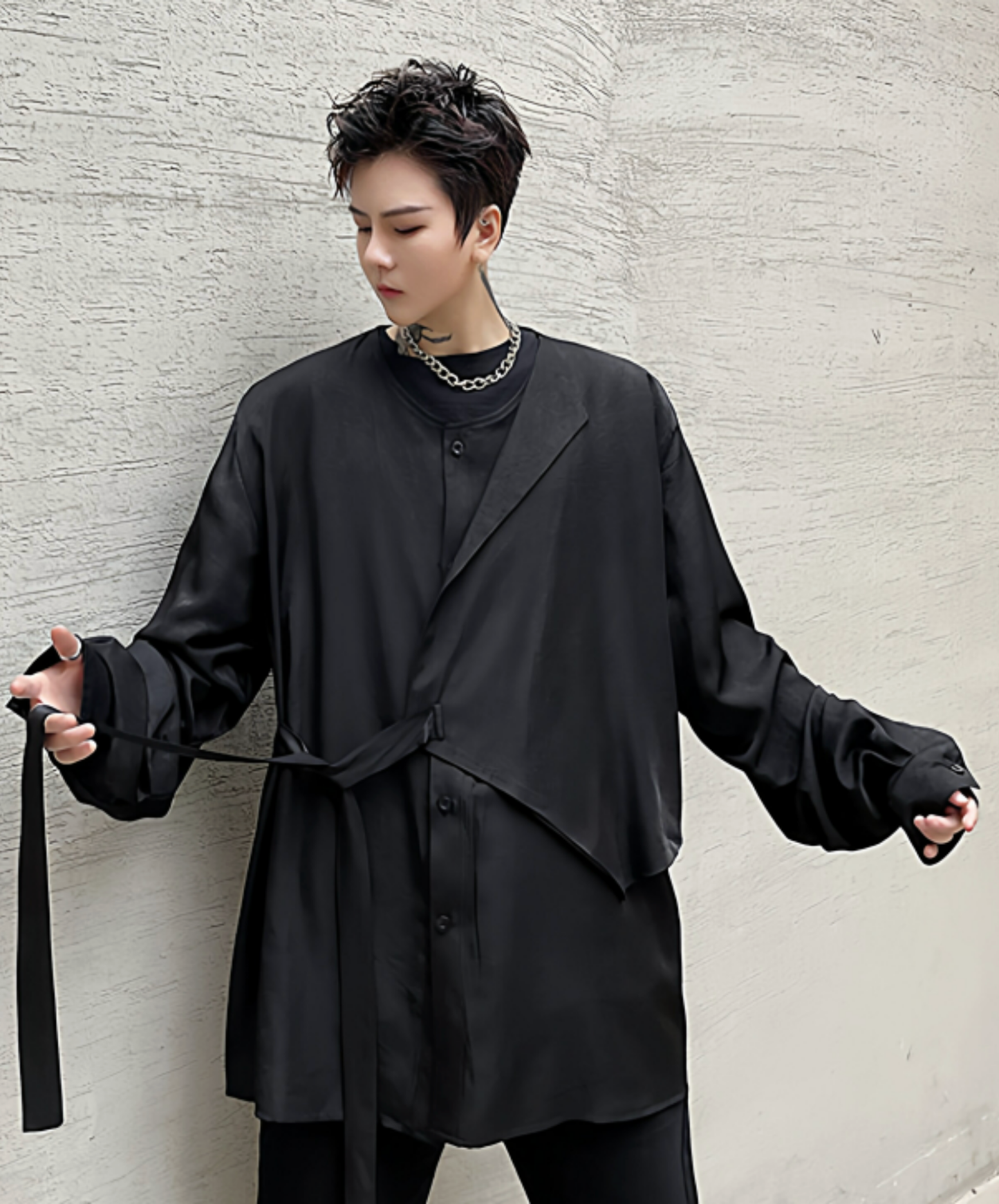 dark asymmetrical front shirt EN2763