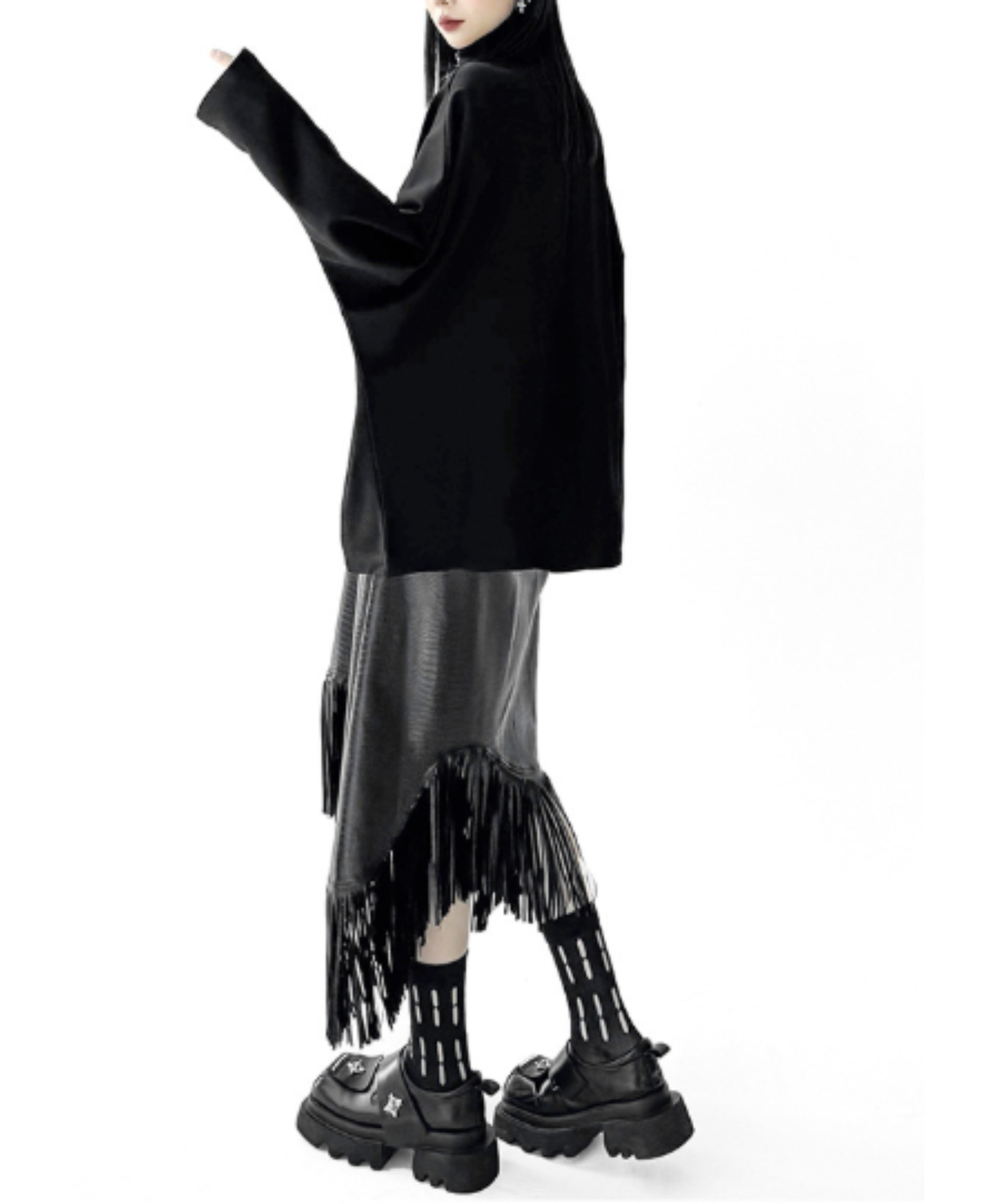 double-zipper dolman sleeve sweatshirt EN3115