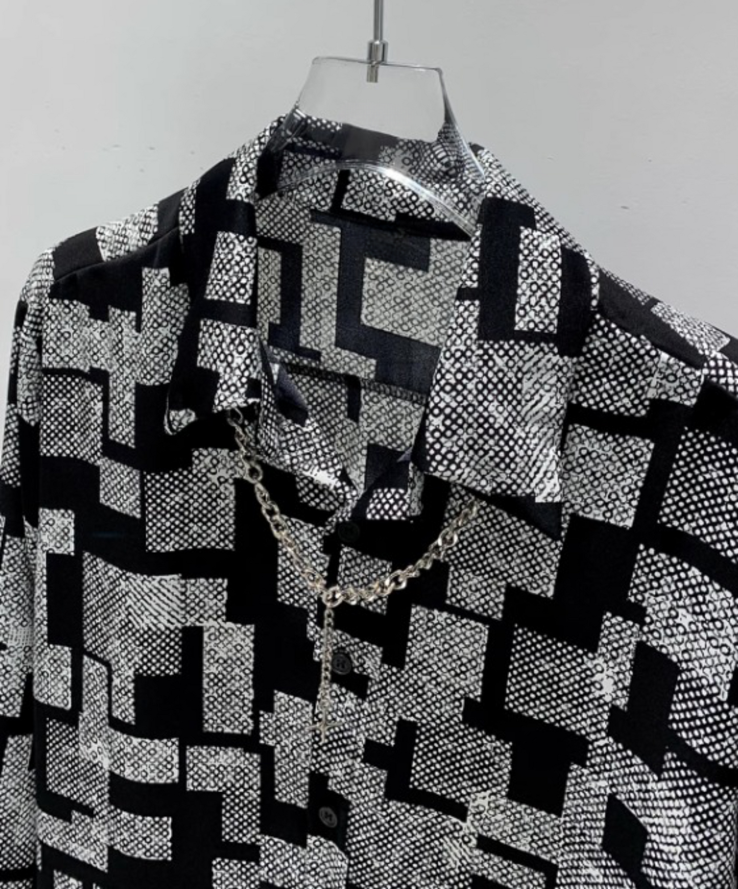 monotone block pattern shirt EN990
