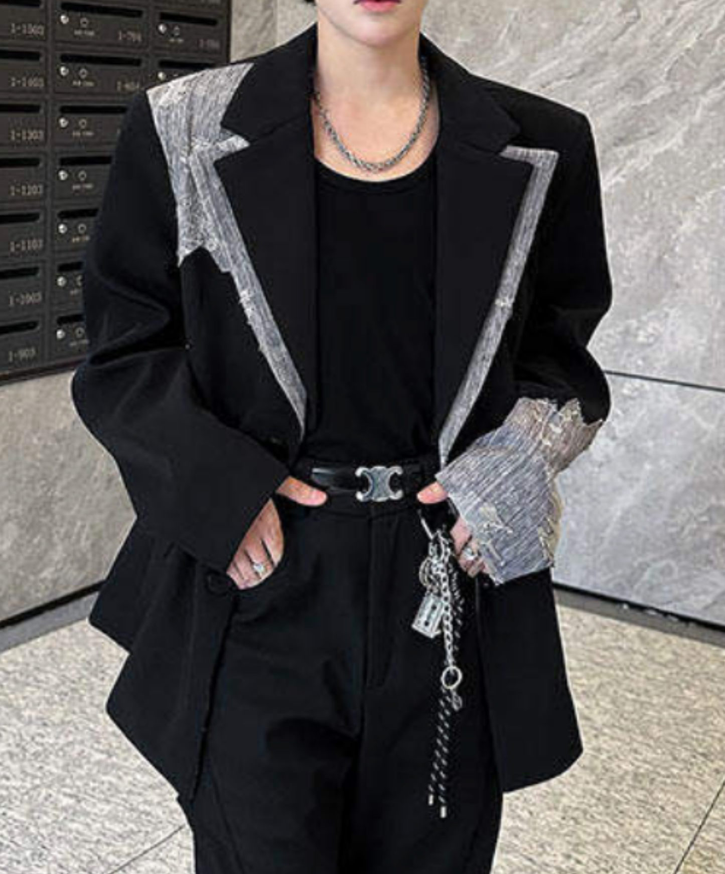 stylish lace trim jacket EN2689