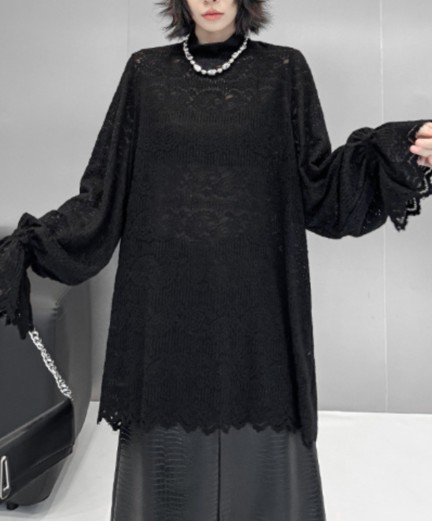 french retro style with lace sleeves t-shirt EN3130
