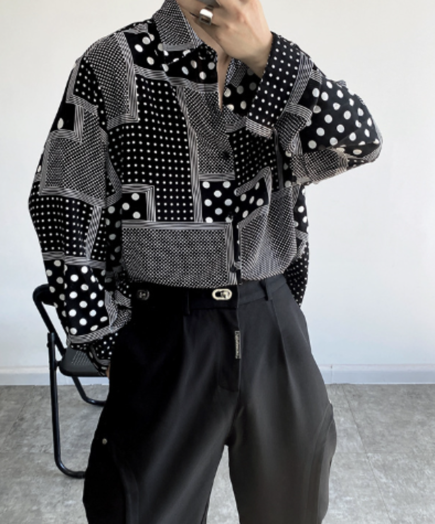 random polka-dot pattern shirt EN3074