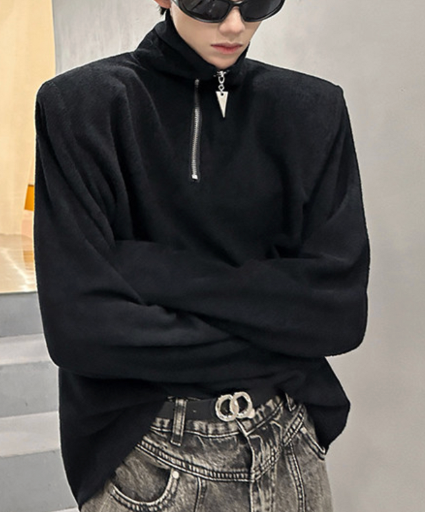 dark half-zip neck sweatshirts EN2637