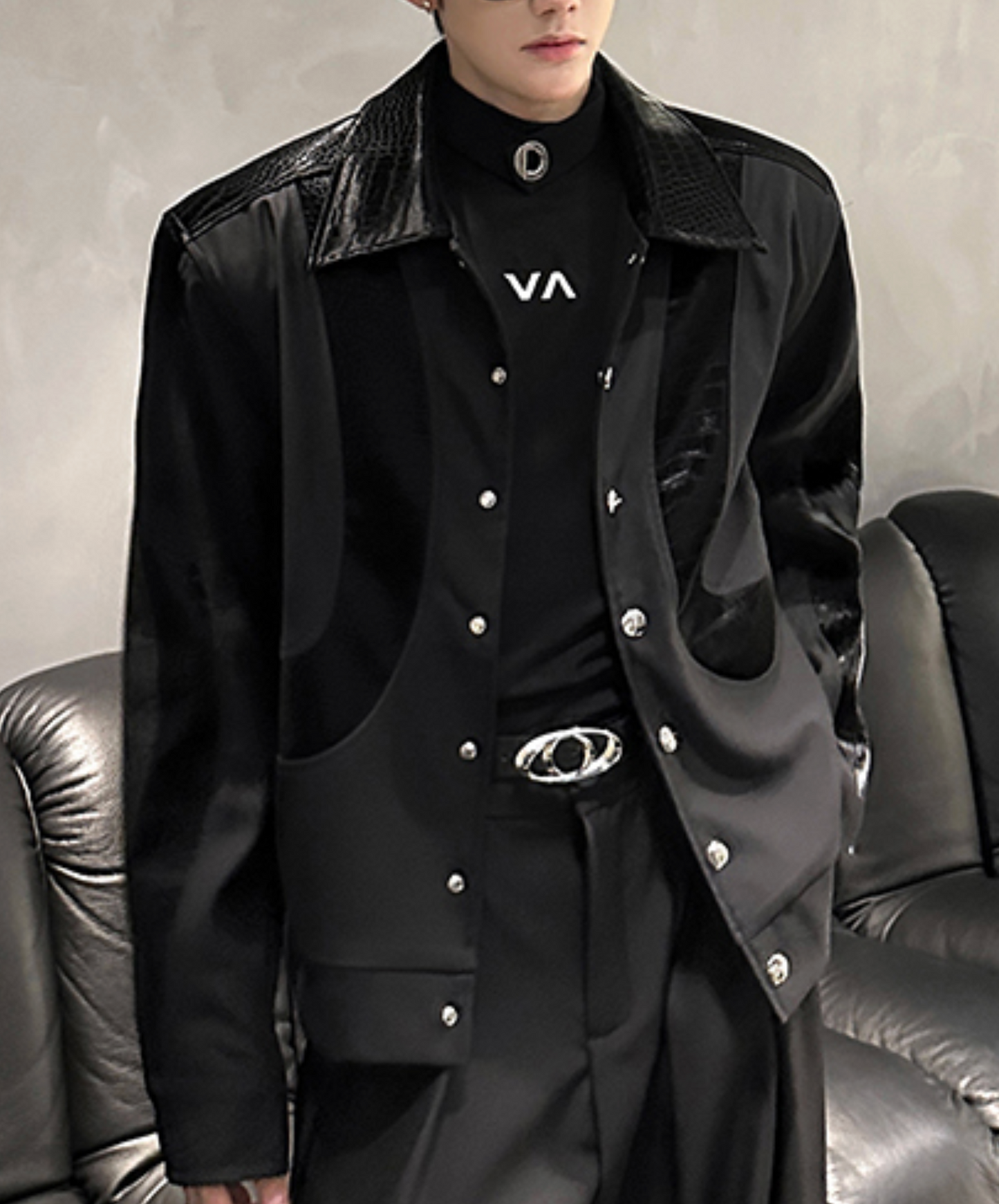 retro pu snakeskin pattern jacket EN2494