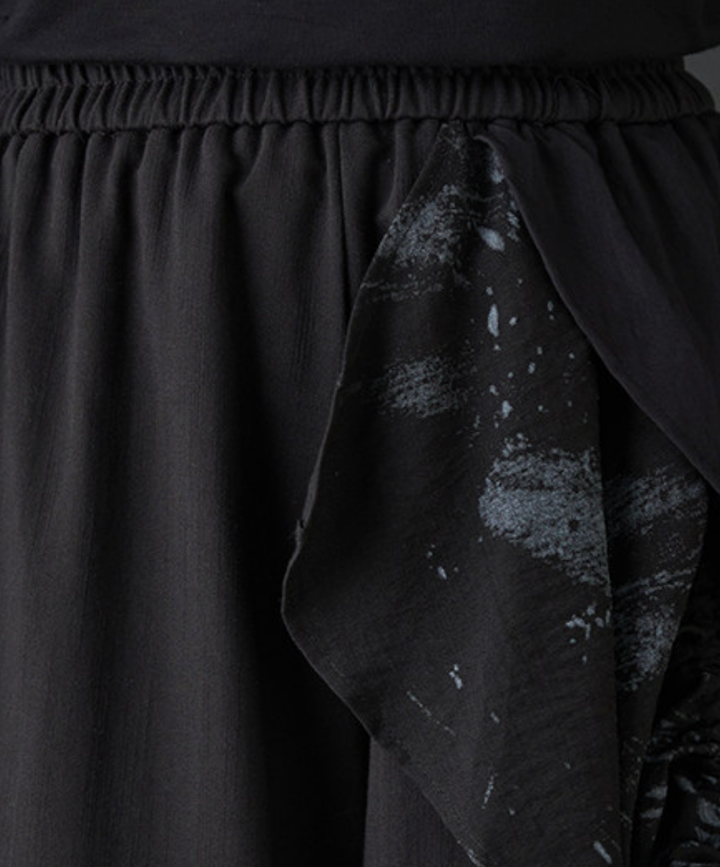 dark printed patchwork asymmetric wide pants EN2735