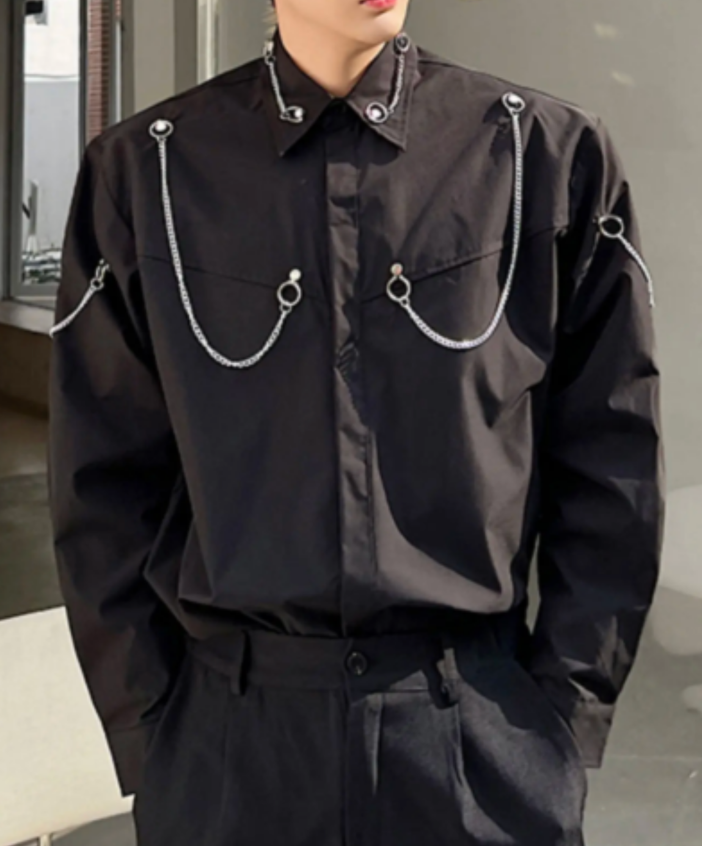 korean-style chain decoration shirt EN2836
