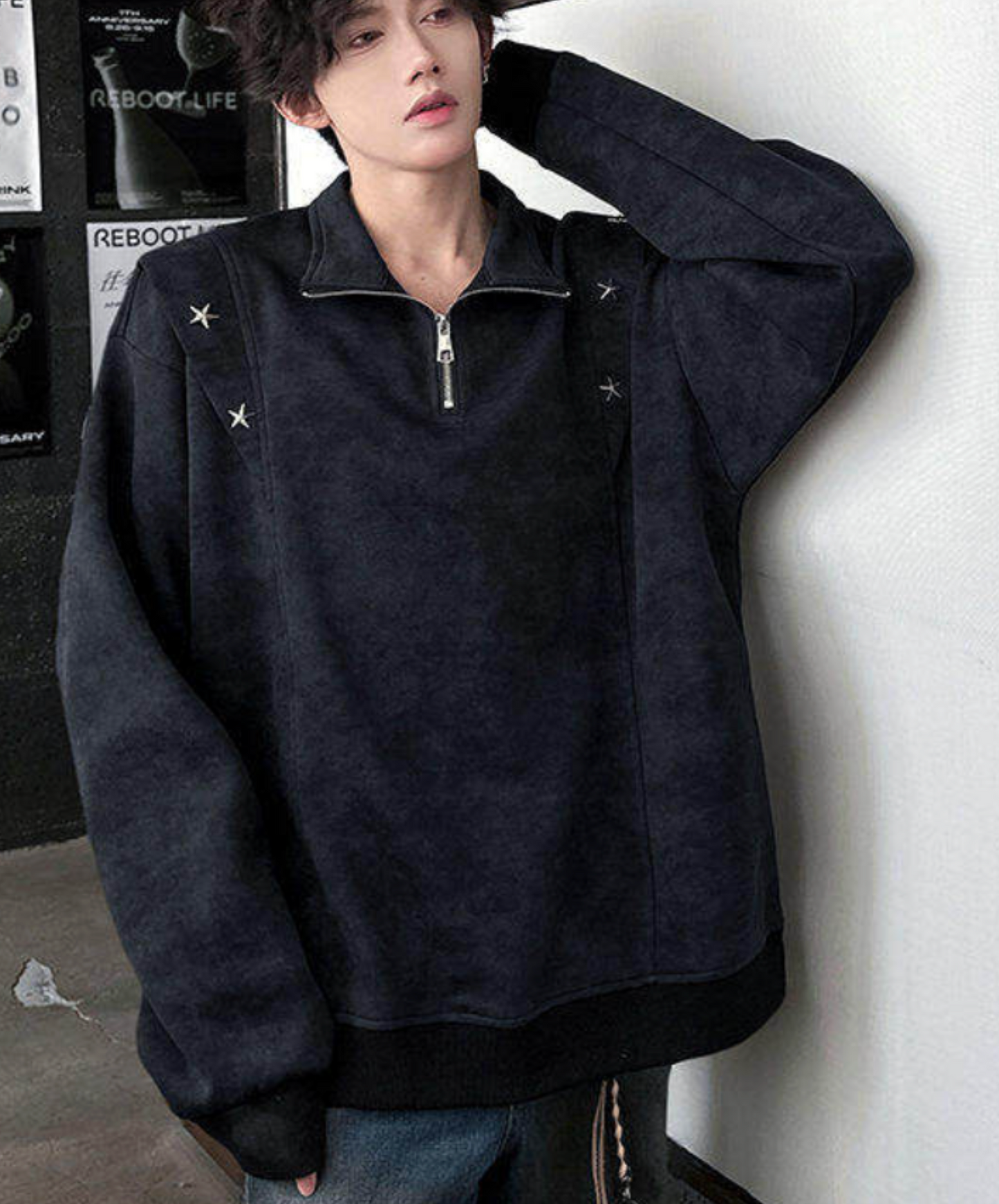 retro tie-dye half zip sweatshirt EN2653