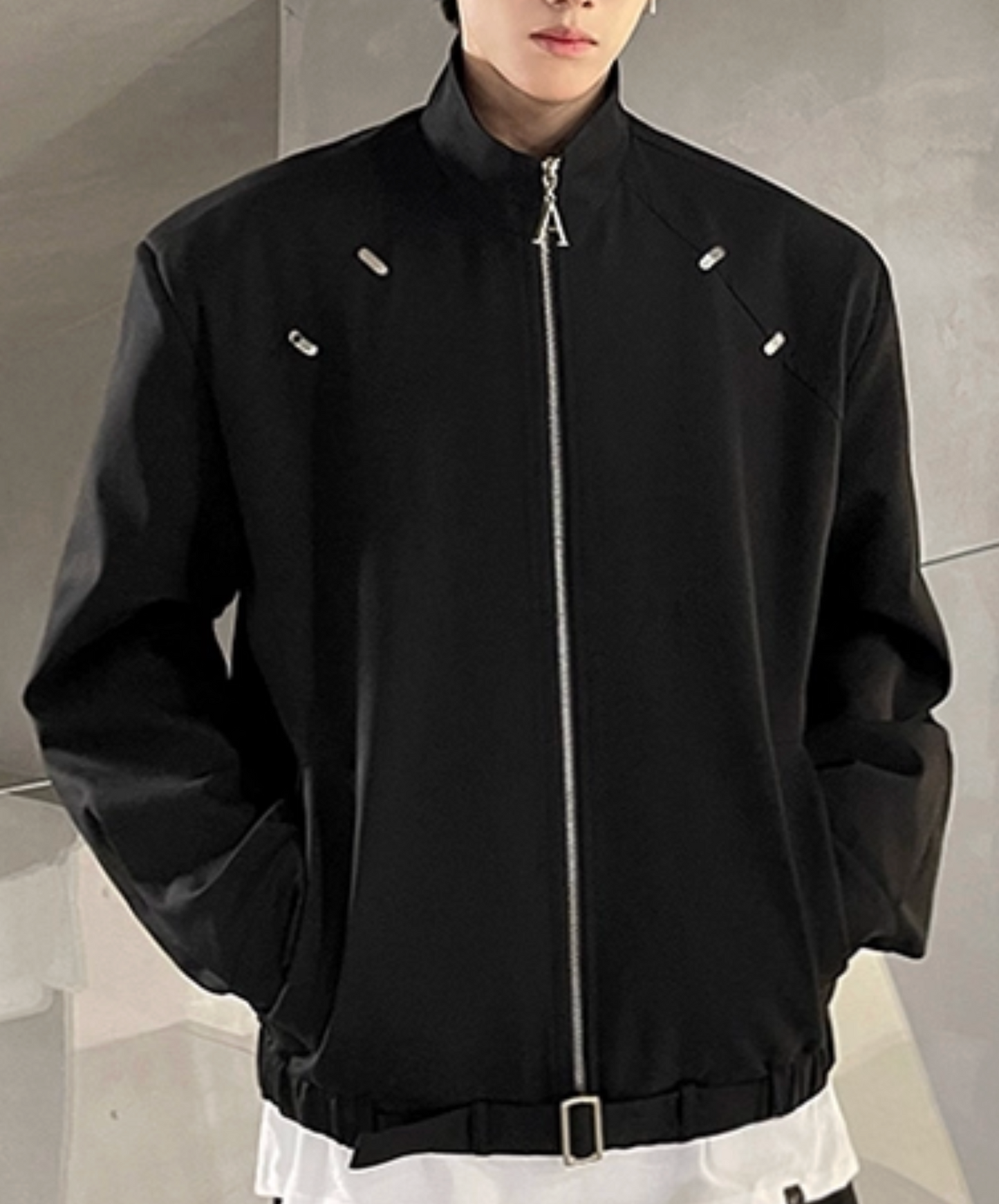 stand collar with metal decoration jacket EN2437