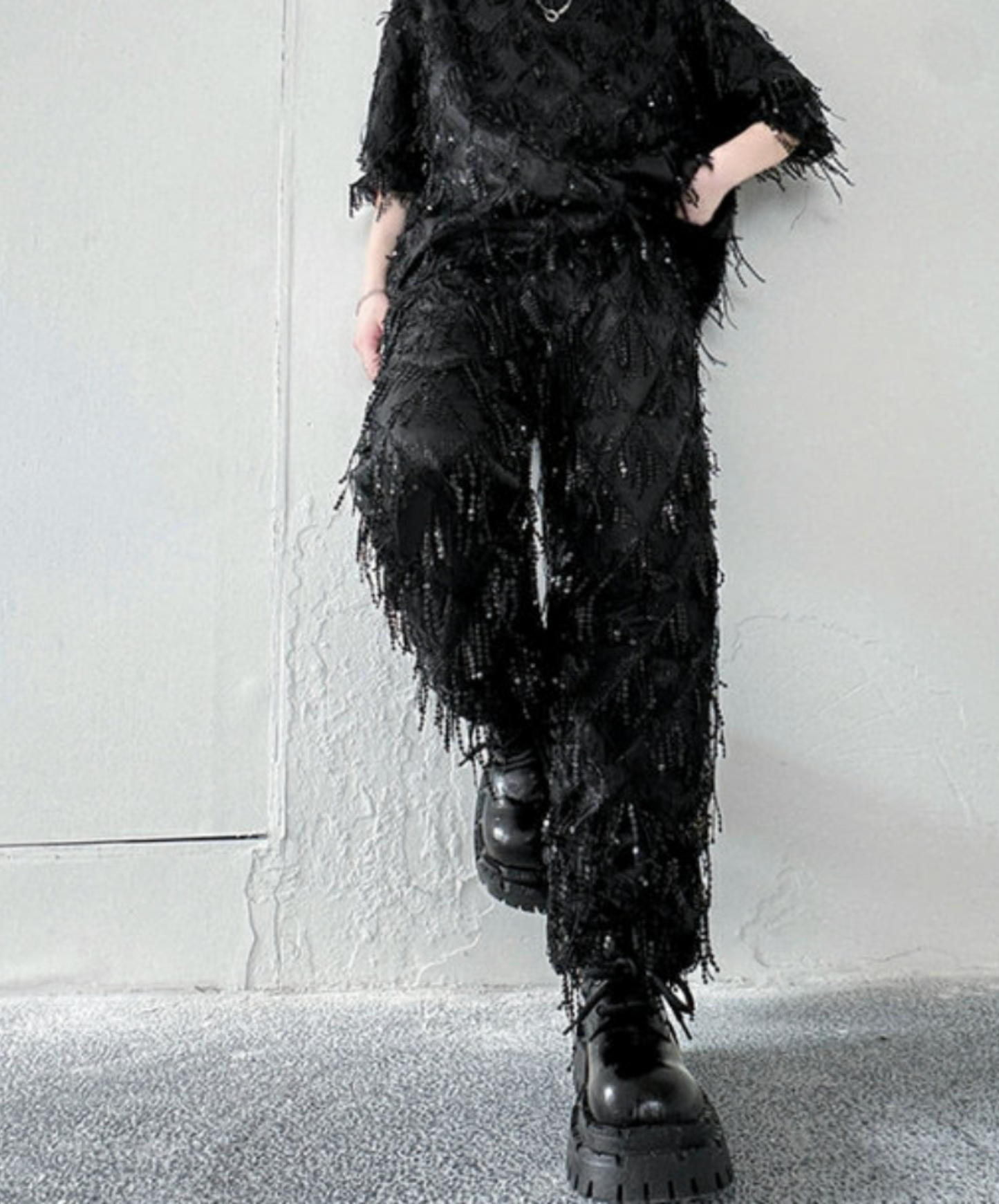 sequin tassel diamond wide pants EN2654
