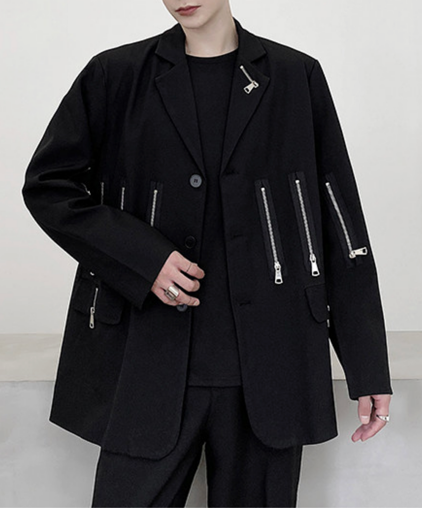 multiple metal zipper decoration jacket EN2754