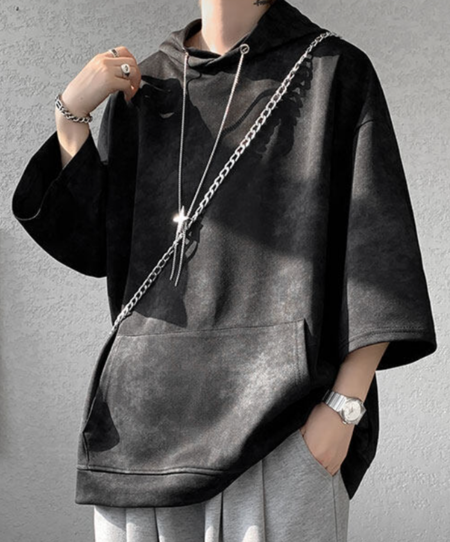 star motif neck strap hoodie EN2845