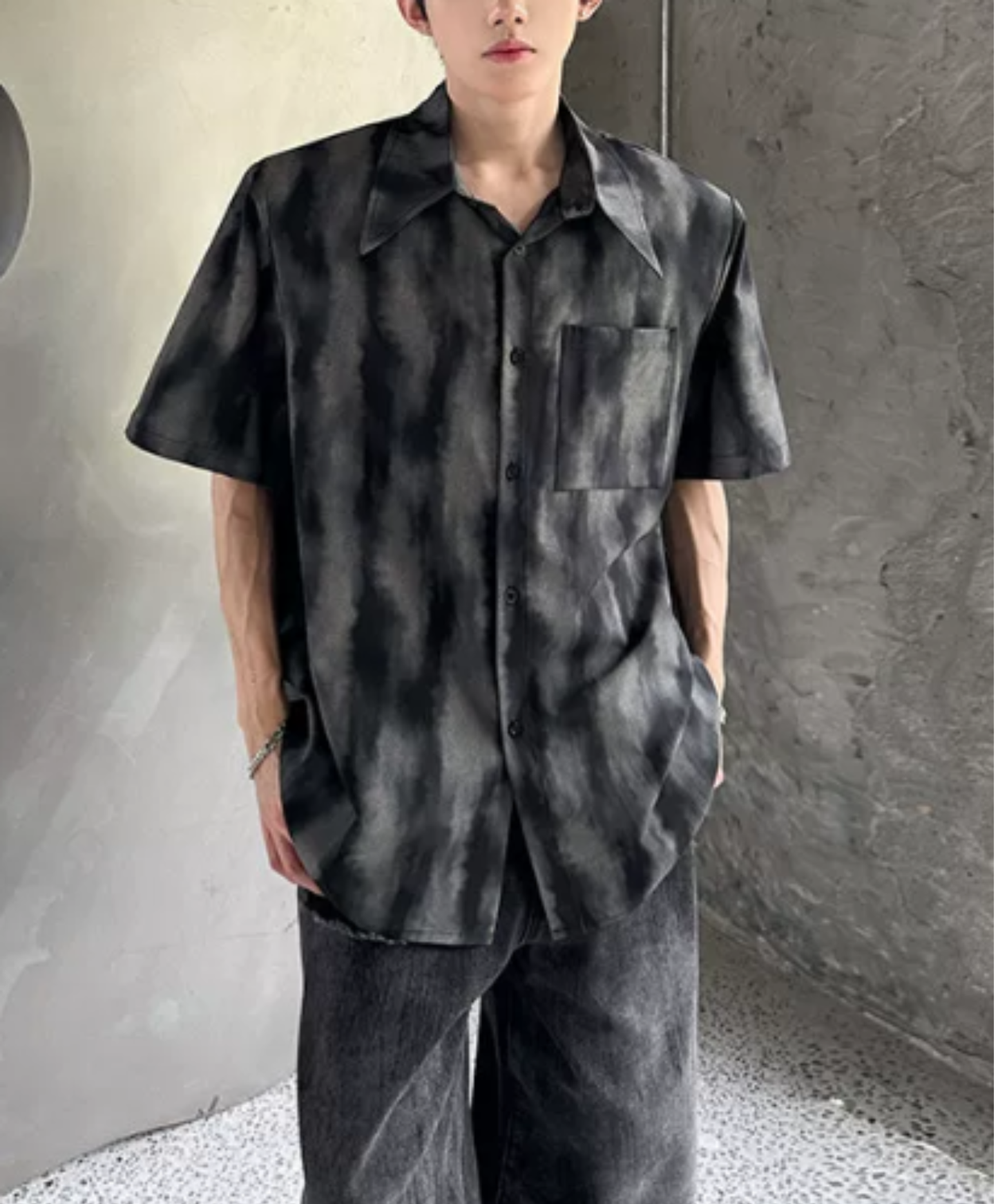 retro ink wash tie-dye shirt EN2889