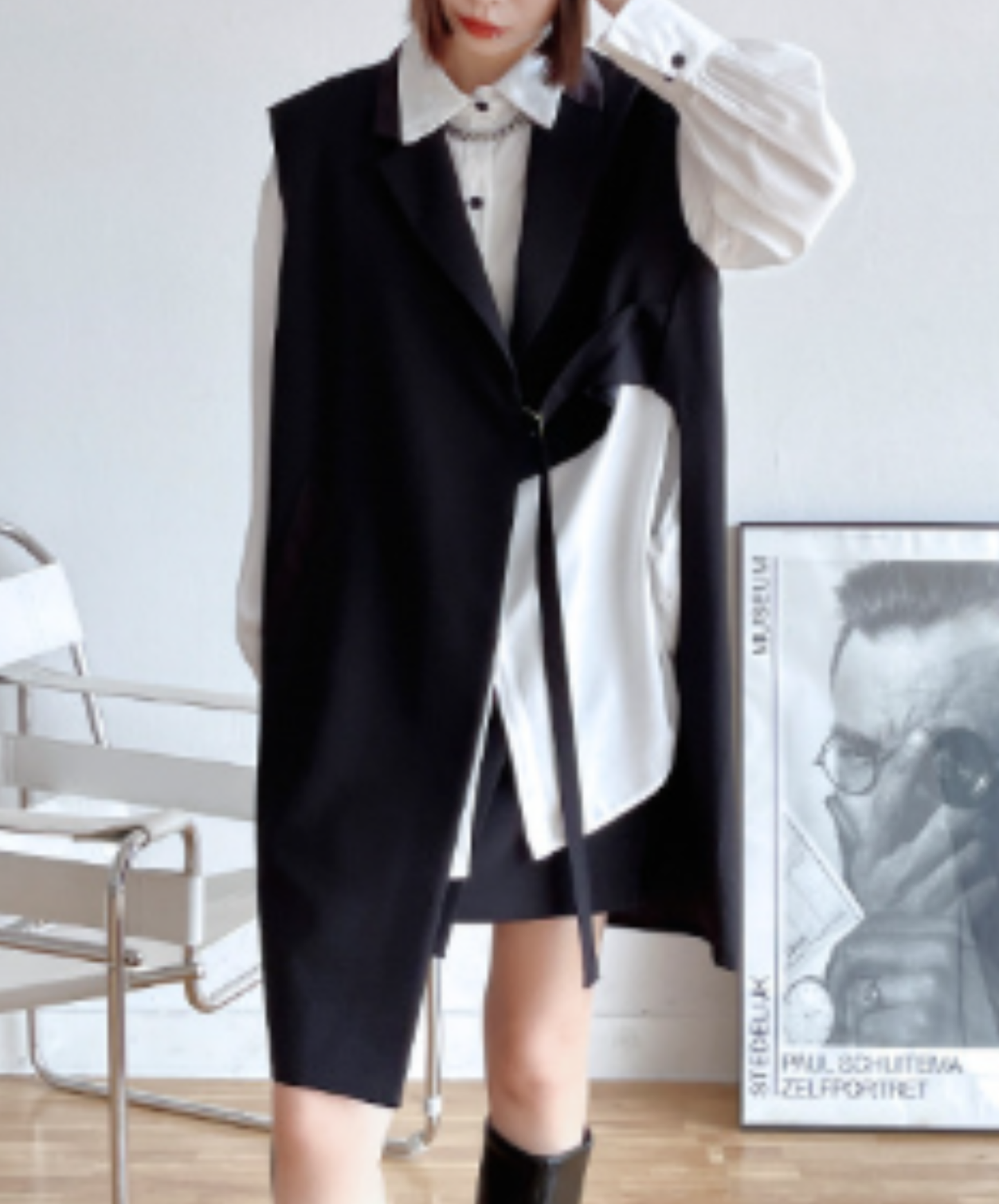 【style110】dark mode outfit set EN3186（vest + shirt + skirt set）