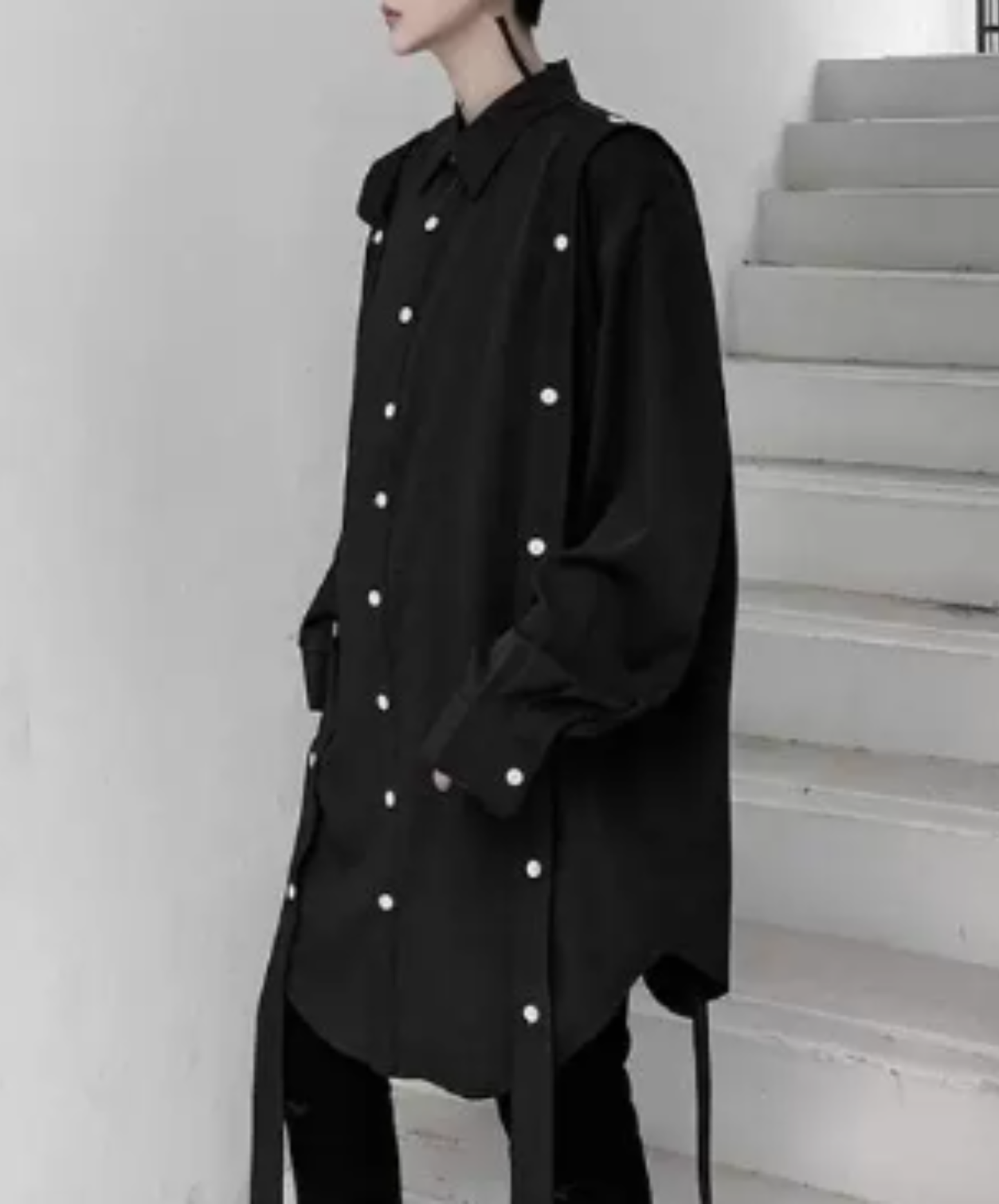 long belt with button detail long shirt EN3107