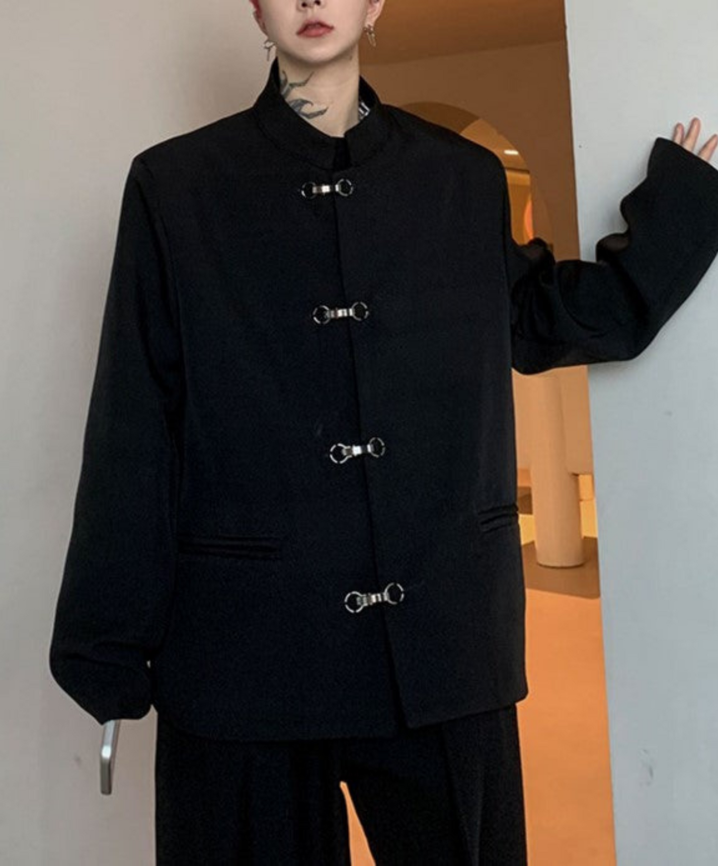 【style68】dark mode outfit set EN1892（jacket + shirt + pants set）