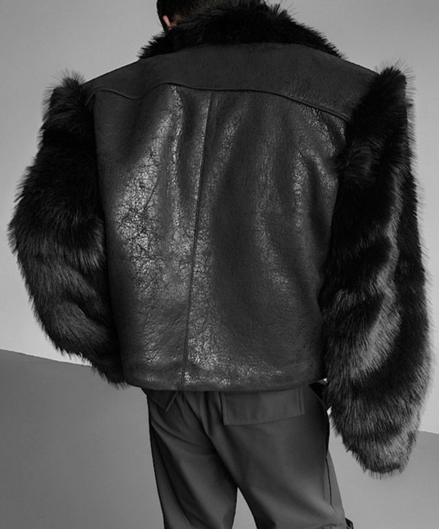 patchwork fur shorts jacket EN2530