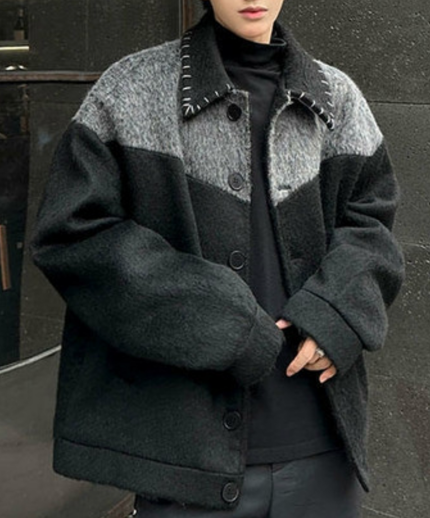 contrast color stitching jacket EN2385