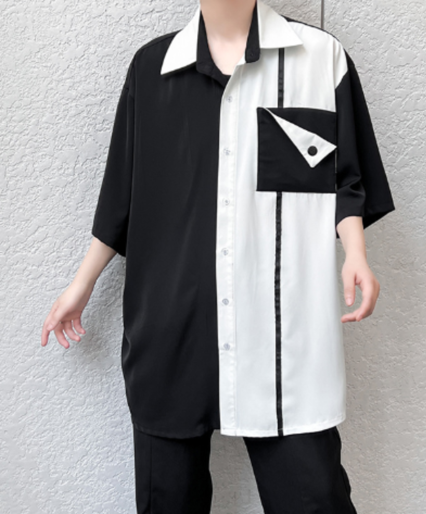 monochrome asymmetric color scheme shirt EN3007