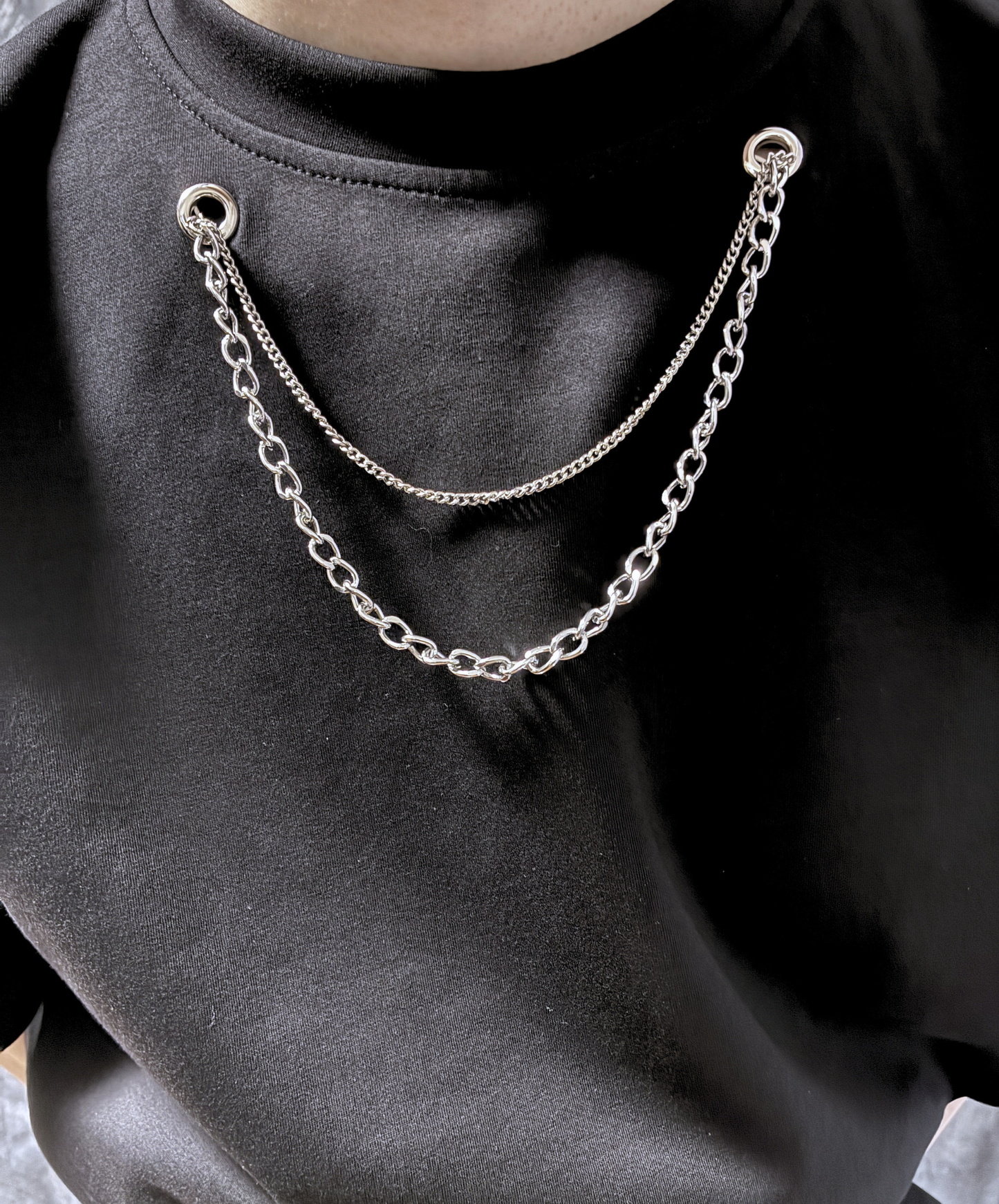 detachable sleeve chain decoration t-shirt EN2856