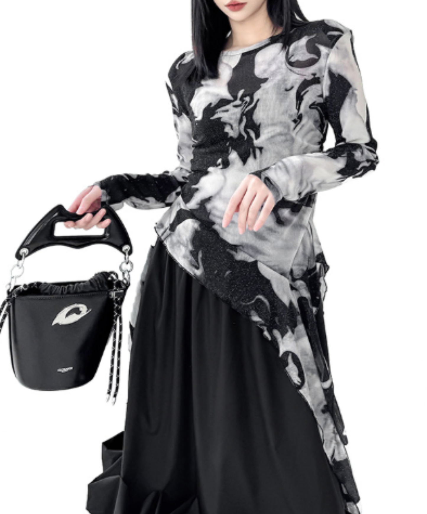 tie-dye mesh with an irregular design t-shirt EN3083