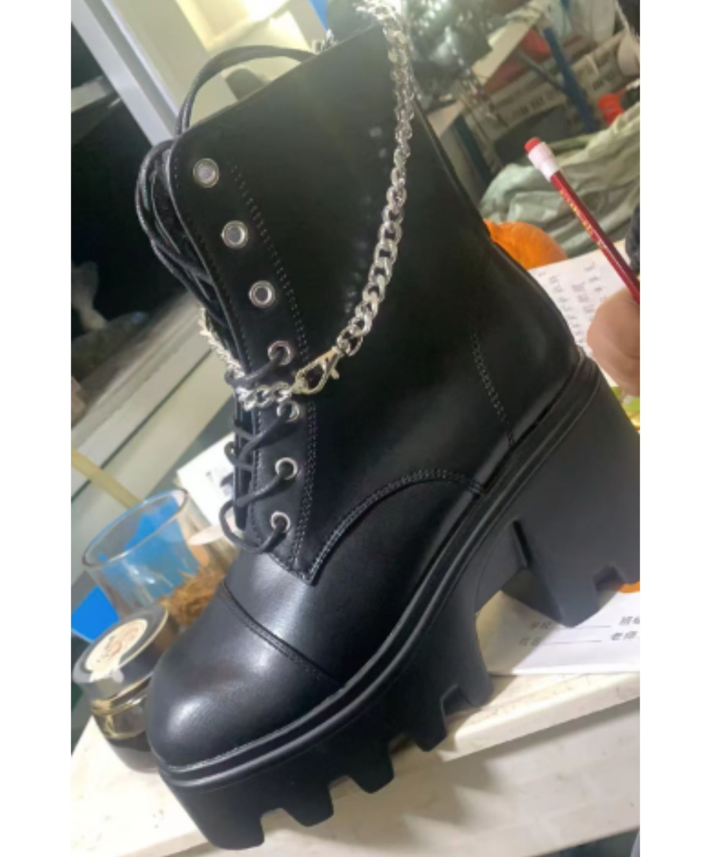 wrap around chain zip up boots EN2002