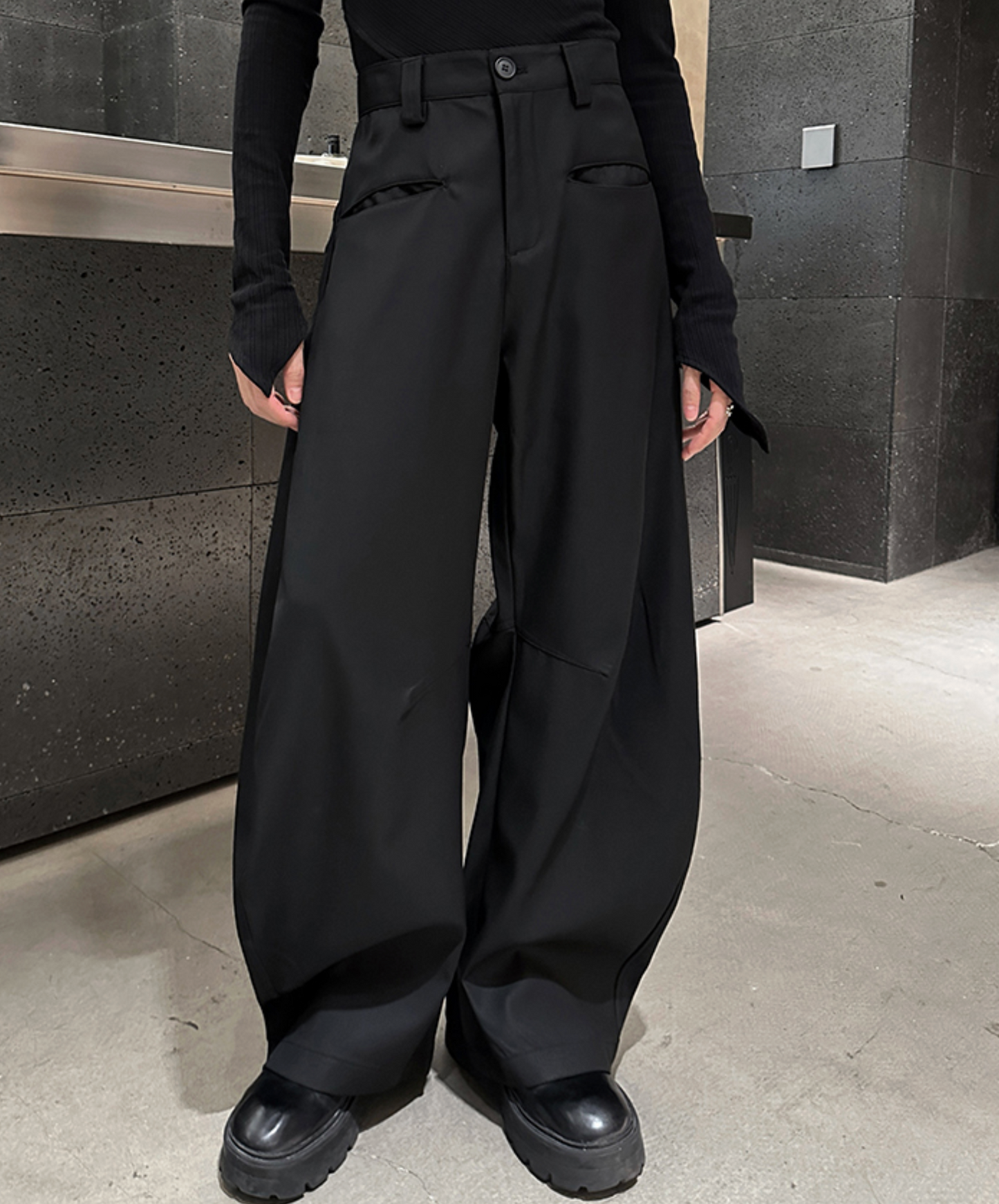 unisex clean silhouette wide pants EN2491