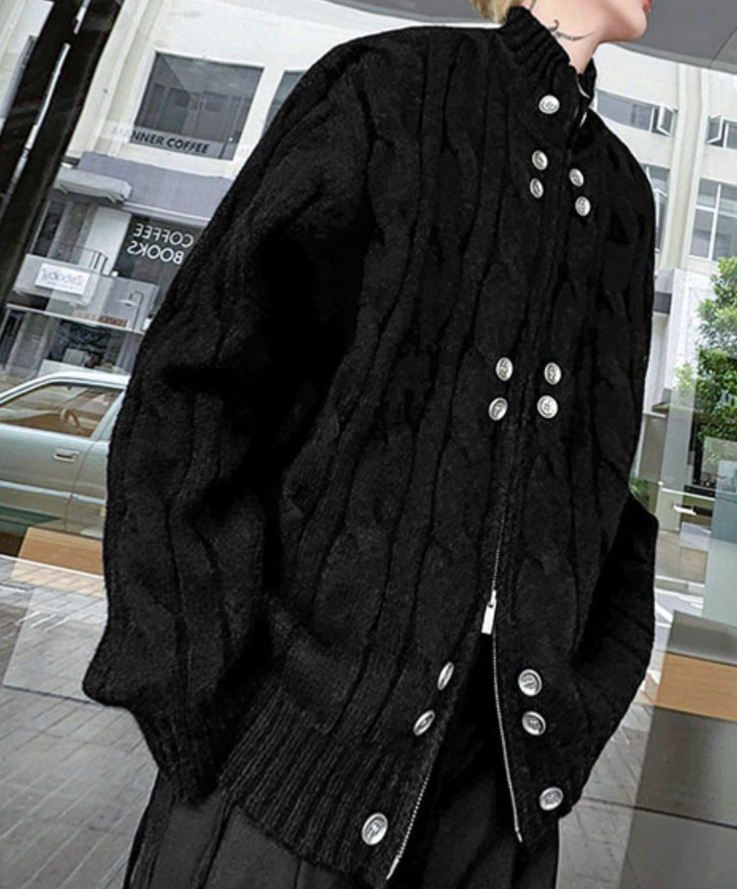 【style85】dark mode outfit set EN2631（jacket + sweater + pants set）