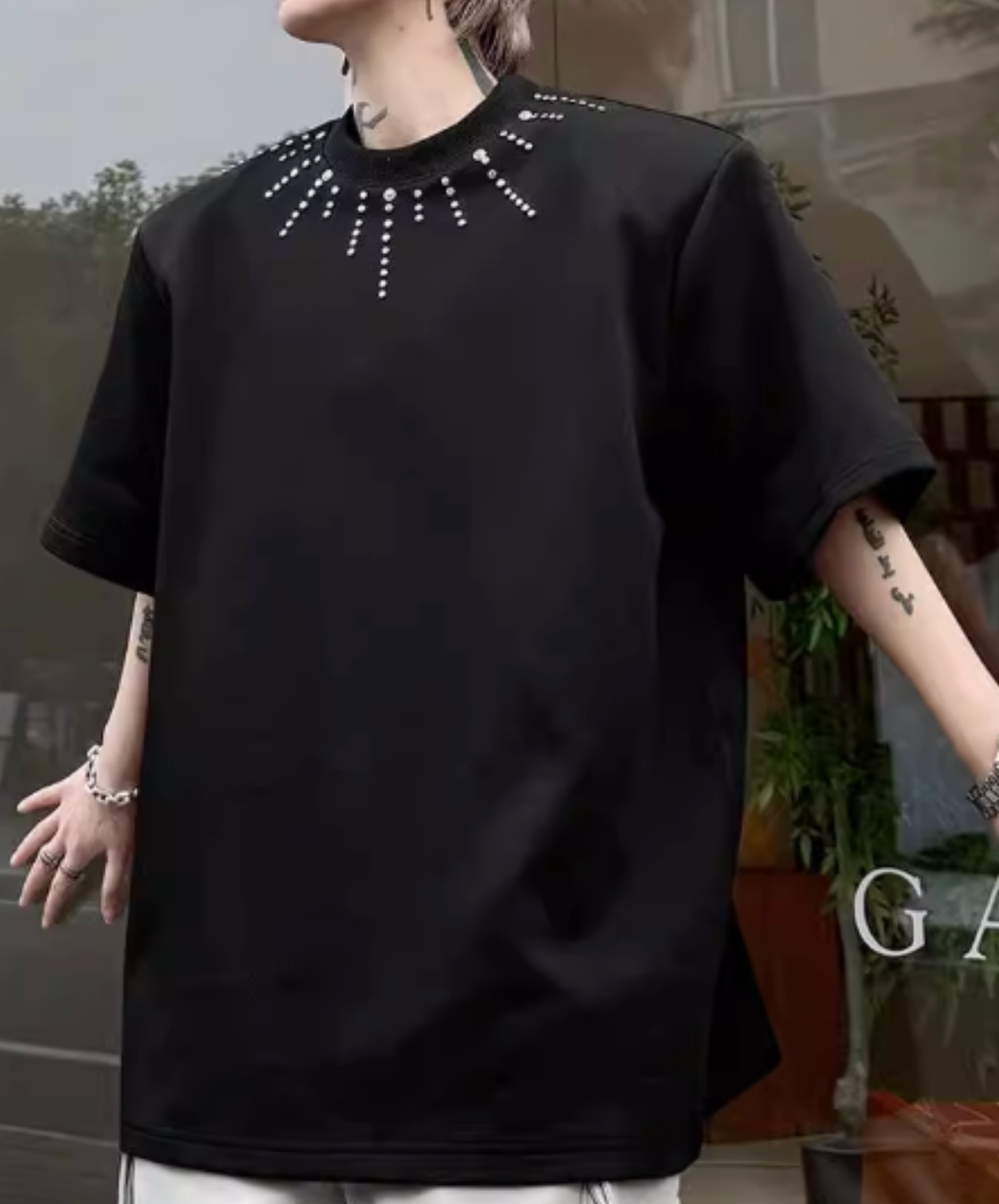 beaded meteor design t-shirt EN2826