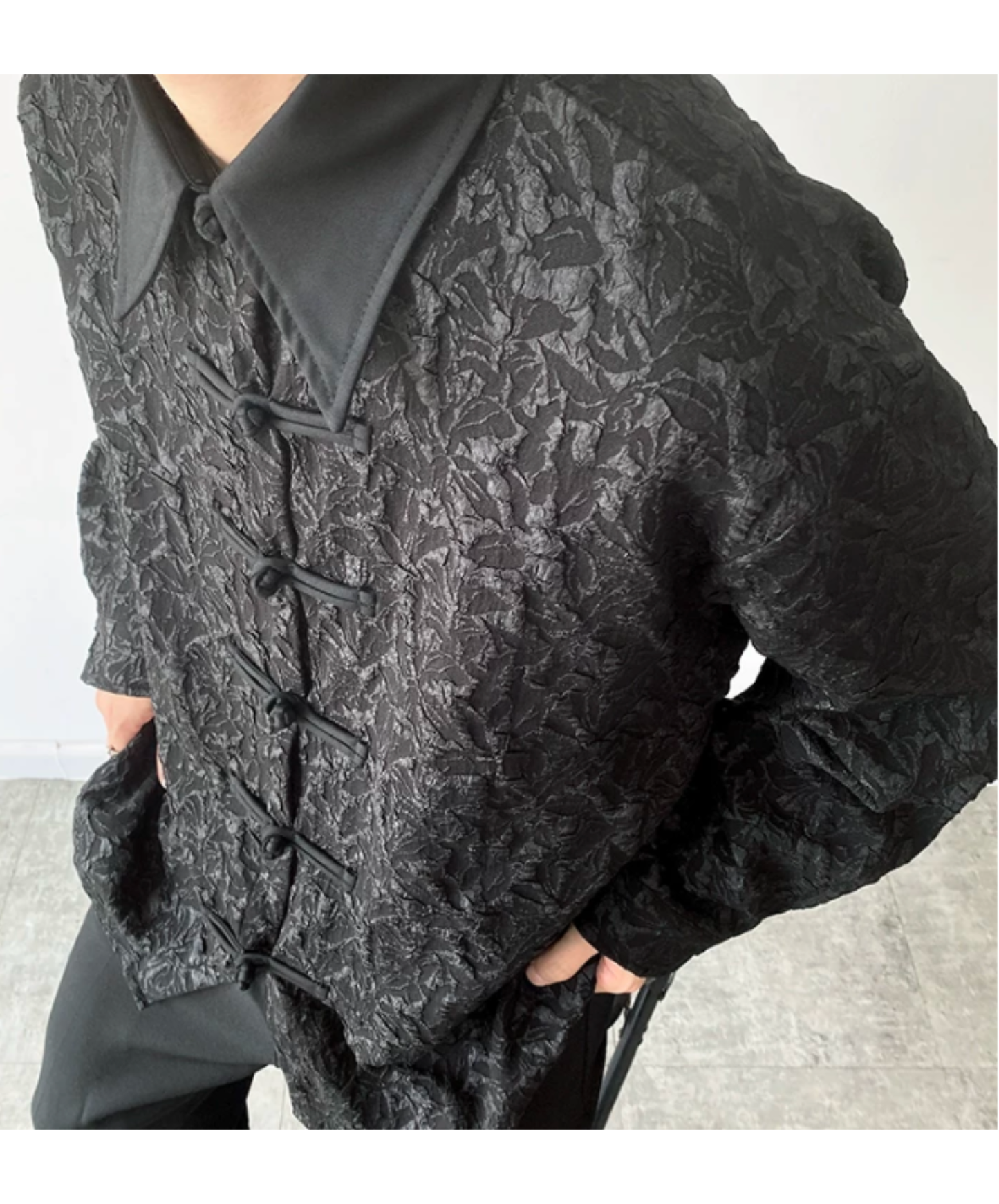 3d embroidered jacquard collar shirt EN2892