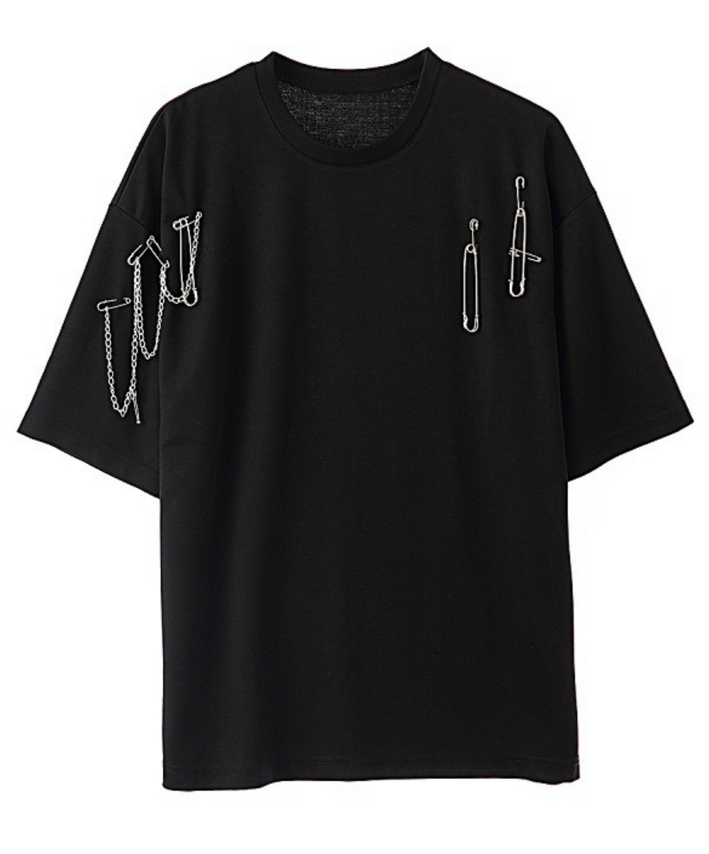 chain pin ornament short t-shirt EN903