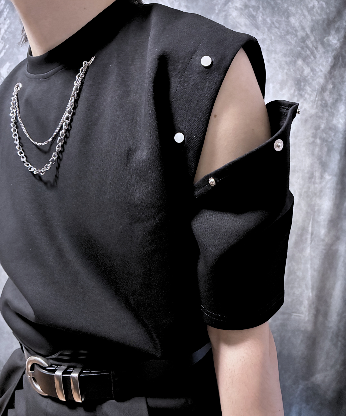 detachable sleeve chain decoration t-shirt EN2856