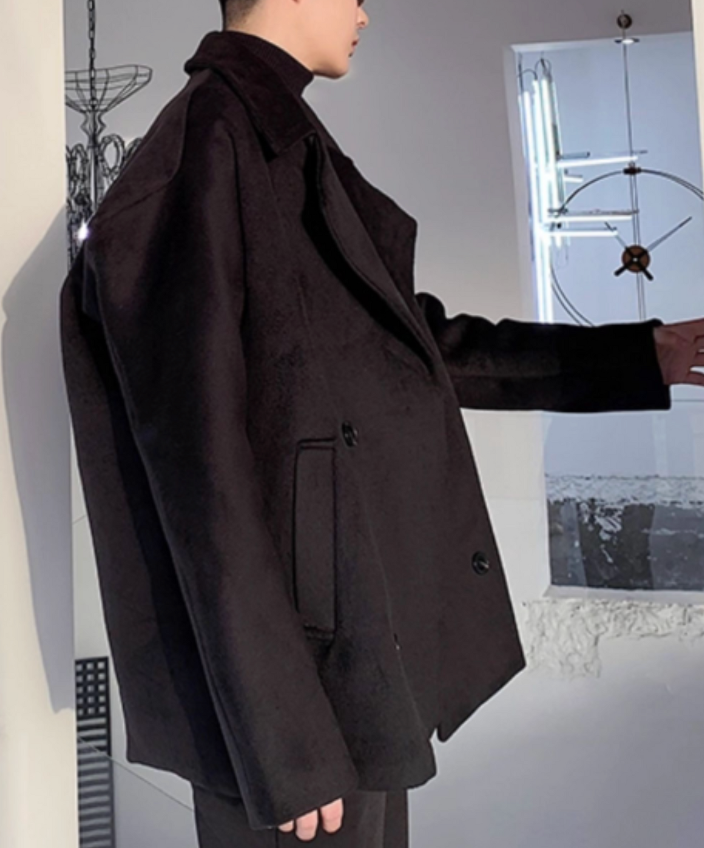 dark double-breasted with lapels jacket EN2528