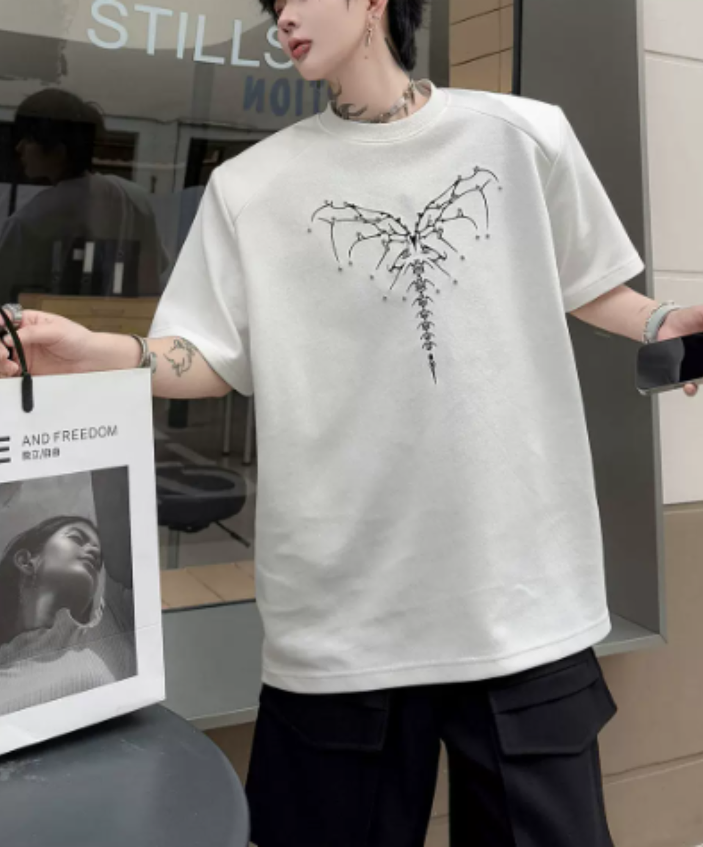 dark heart bead embroidery t-shirt EN2875