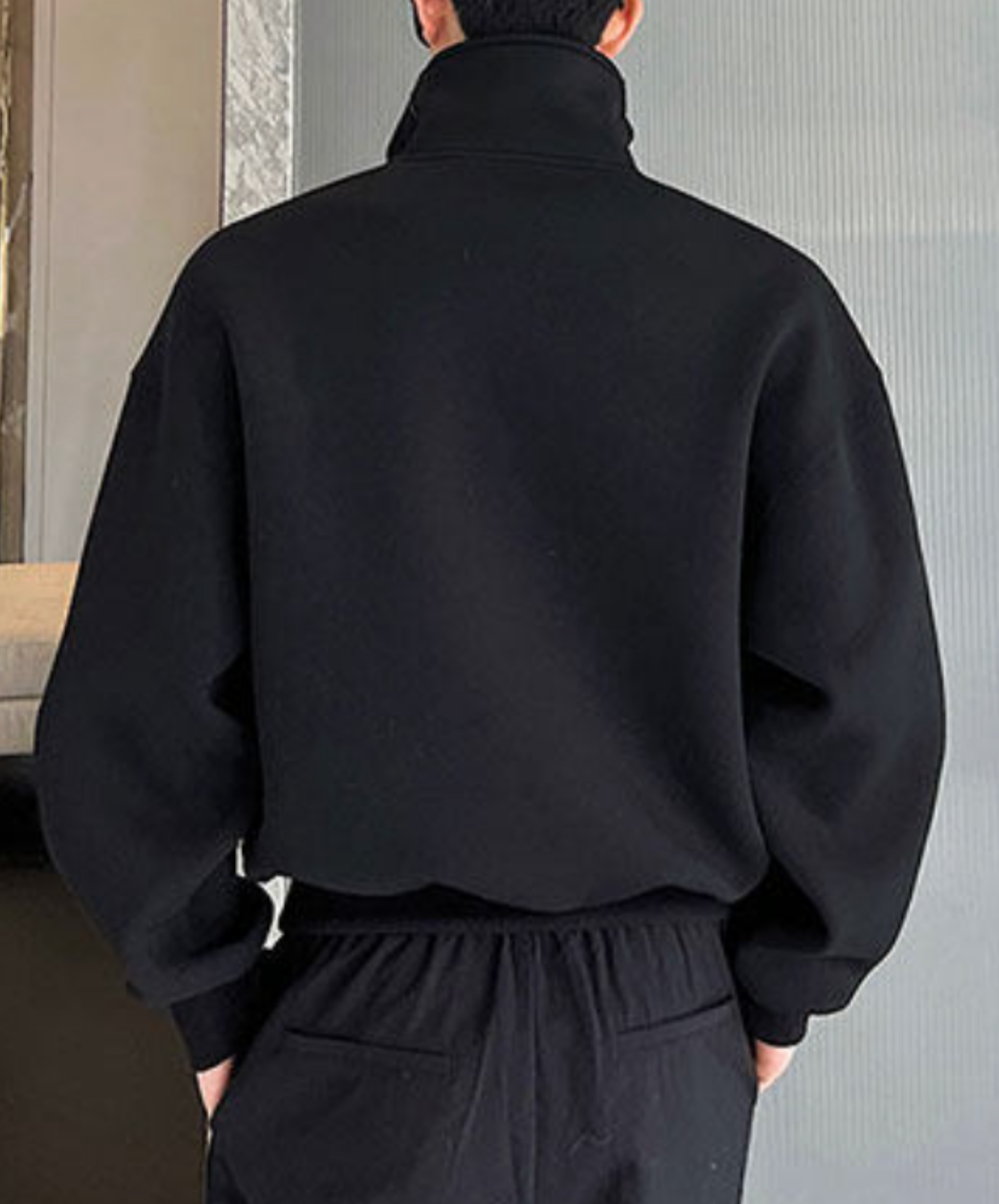 stand collar white line zip sweatshirt EN2666