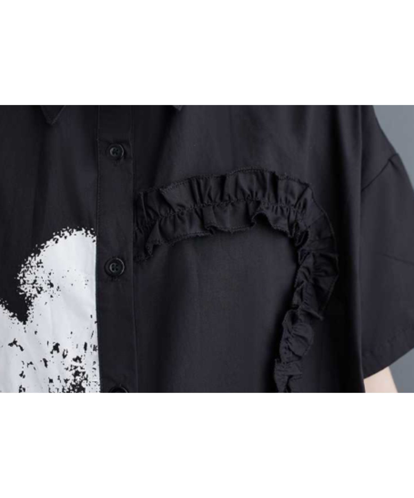 frill and ribbon splicing print shirt EN3080
