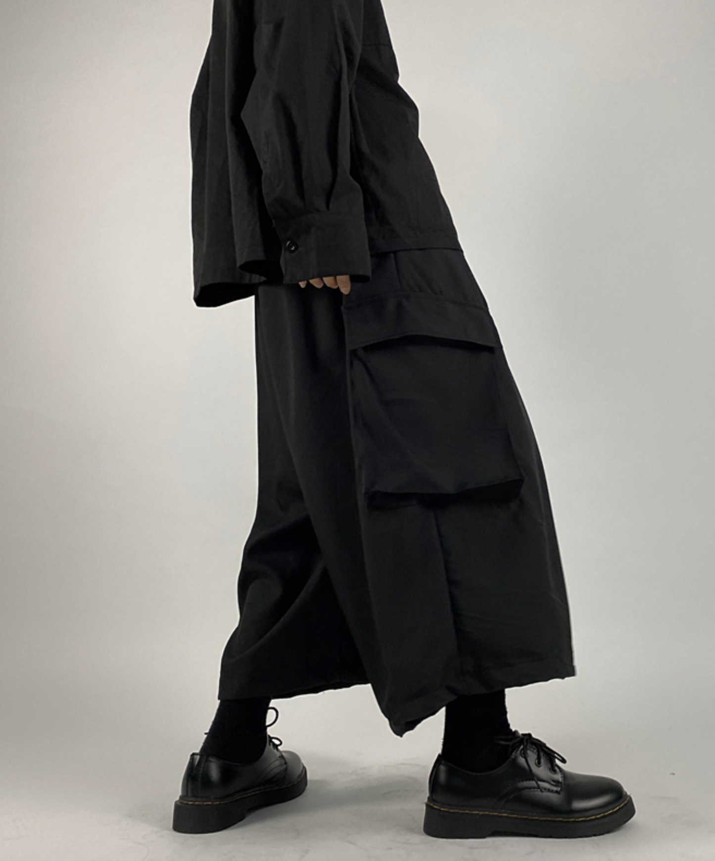 dark loose big pocket wide pants EN2394
