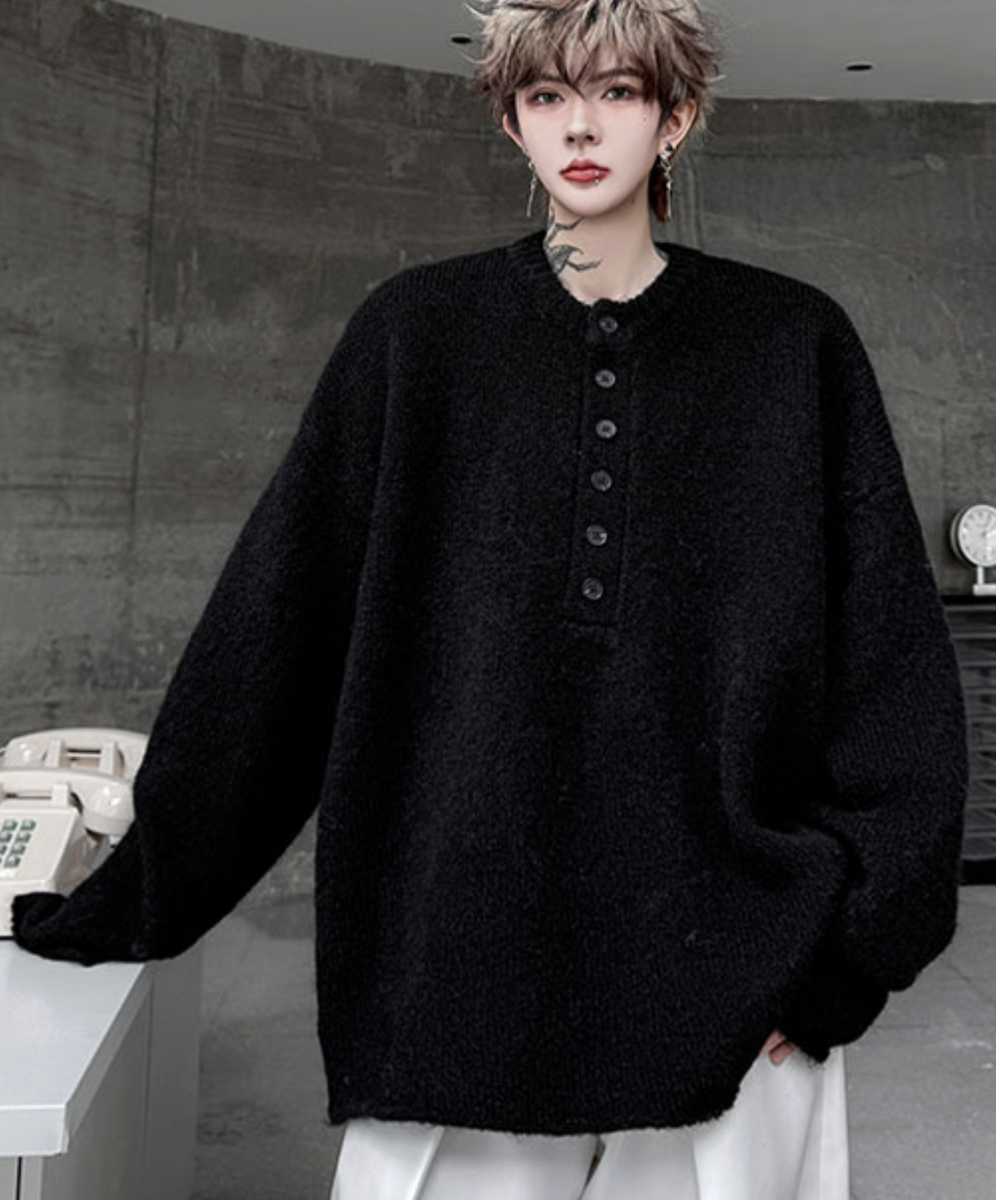 drop shoulder thick sweater EN2459