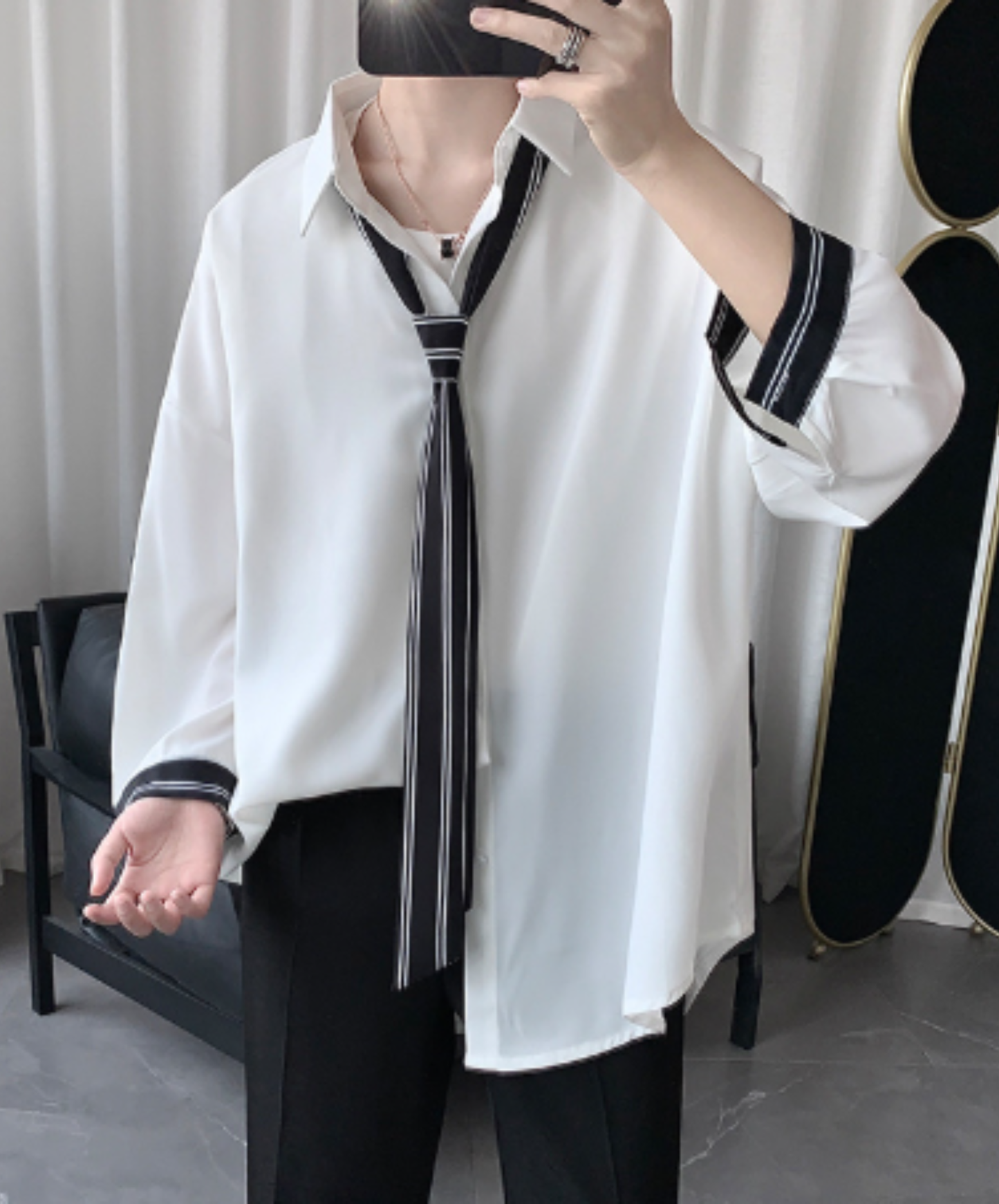 loose-fit design with striped paneling shirt EN3171