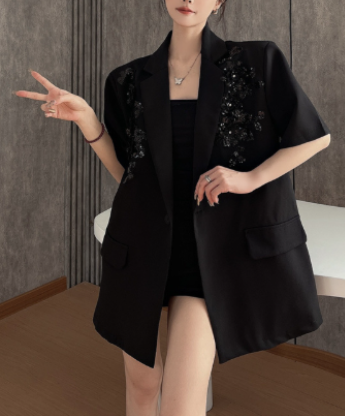 sequin embroidered casual wear jacket EN2917