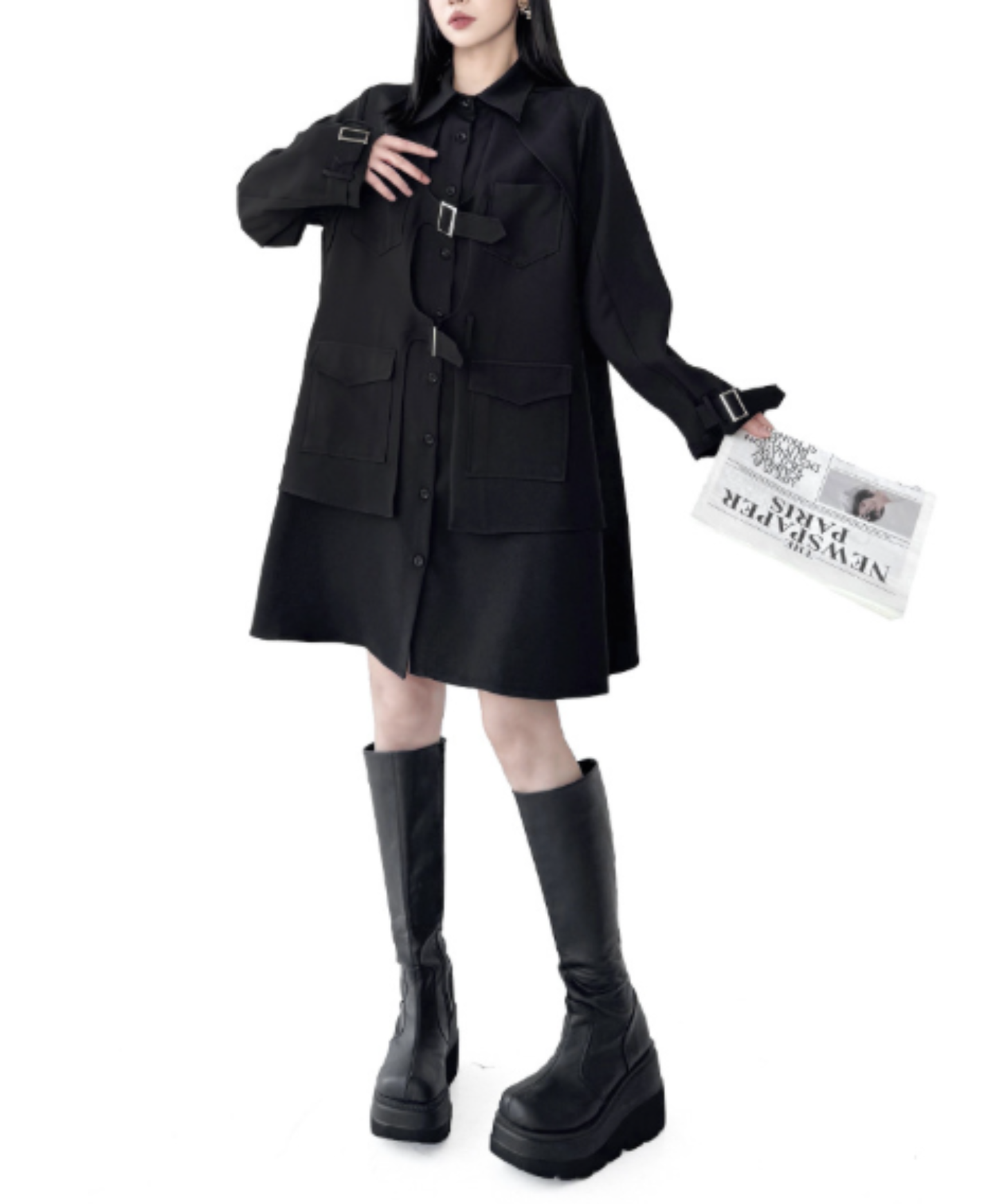 straight silhouette long shirt EN2901